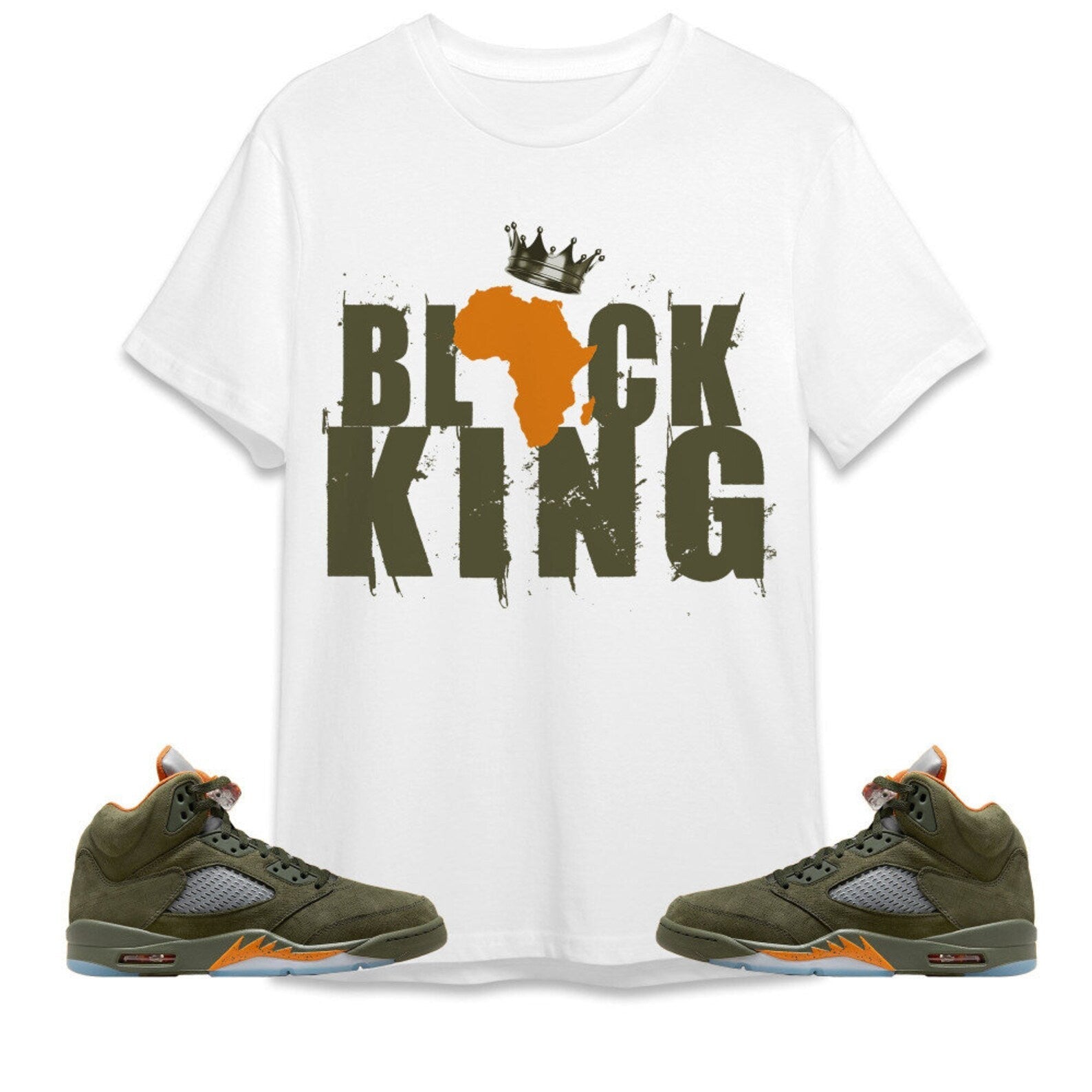 Black King Crown Unisex Tees Jordan 5 Olive to match Sneaker, Outfit back to school graphic Tees T-Shirt, Sneaker Match Tee