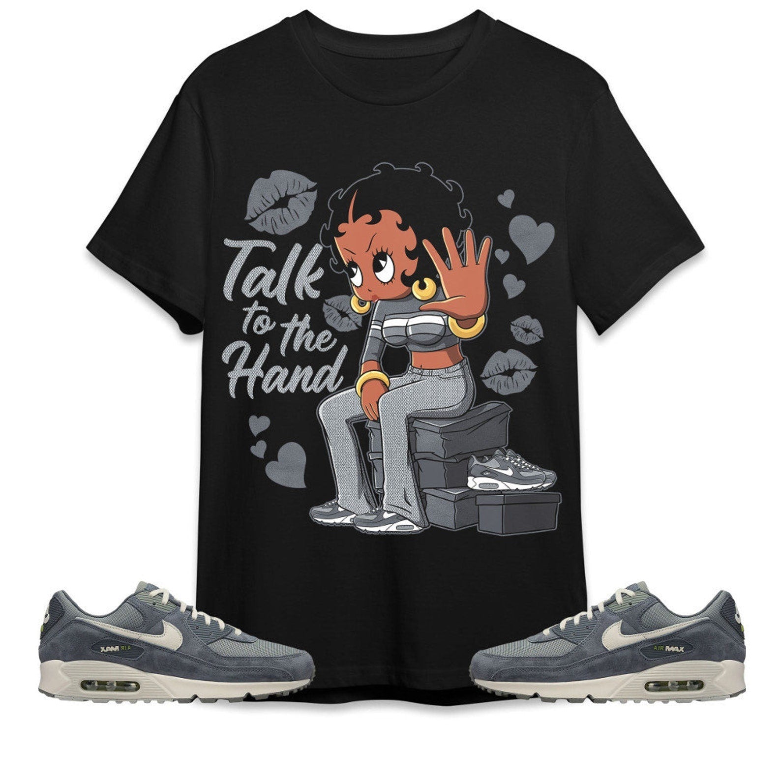 Talk To The Hand Unisex Tees Air Max 90 Iron Grey streetwear cartoon 90s, Outfit back to school, sneaker match Tees T-Shirt, Sneaker Match Tee