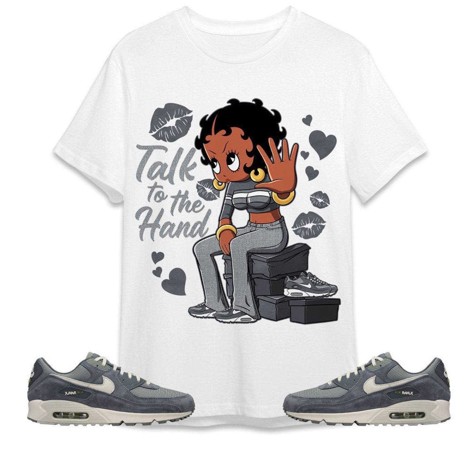 Talk To The Hand Unisex Tees Air Max 90 Iron Grey streetwear cartoon 90s, Outfit back to school, sneaker match Tees T-Shirt, Sneaker Match Tee