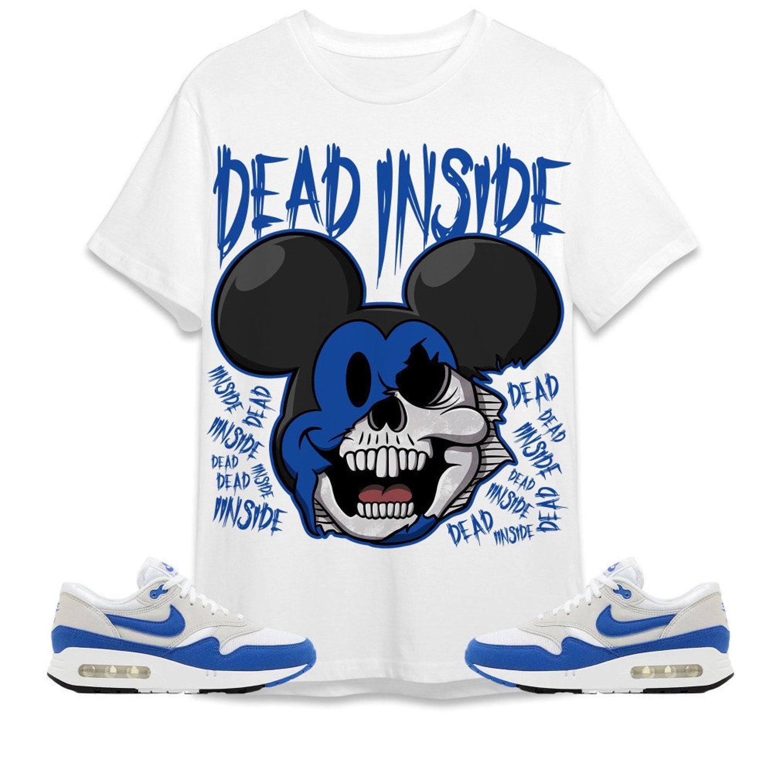 Mickey Horror Unisex Tees Air Max 1 86 Royal to match Sneaker, streetwear cartoon 90s Tees Outfit back to school graphic Tees T-Shirt, Sneaker Match Tee