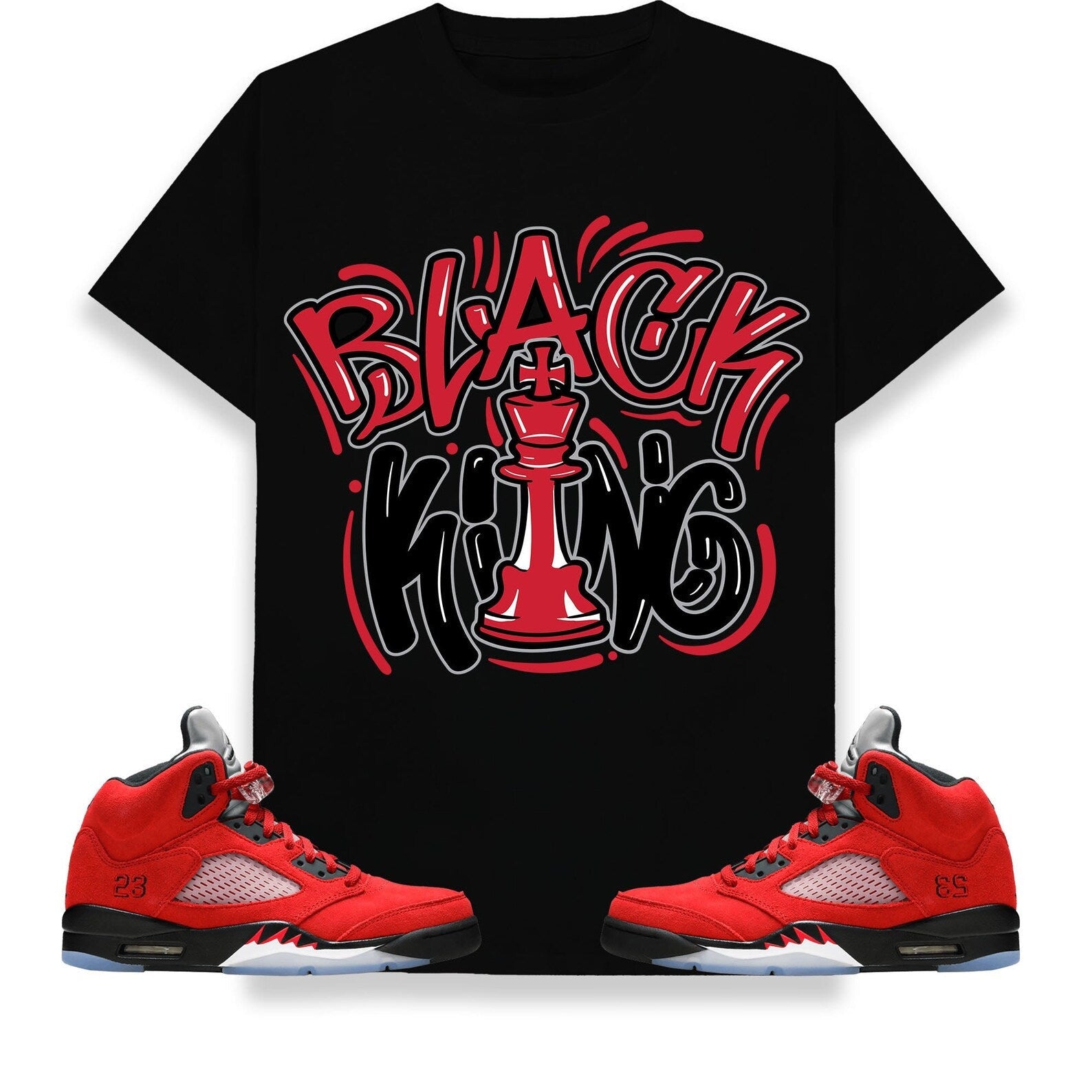 Black King Unisex Shirt Match Jordan 5 Retro Toro Bravo Raging Bull T-Shirt, Sneaker Match Tee