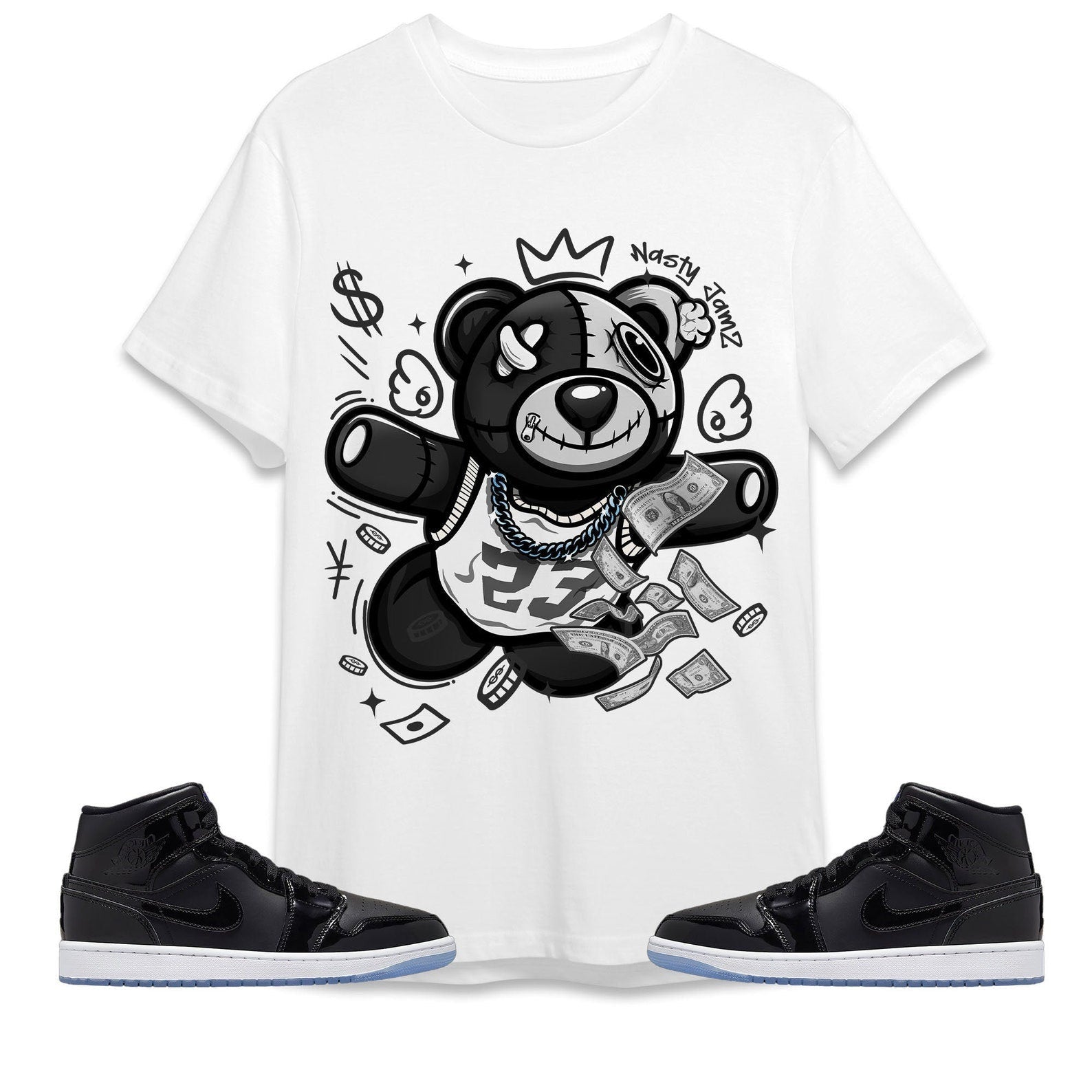 Self Made Ber Unisex Shirt Match Jordan 1 Mid Space Jam T-Shirt, Sneaker Match Tee