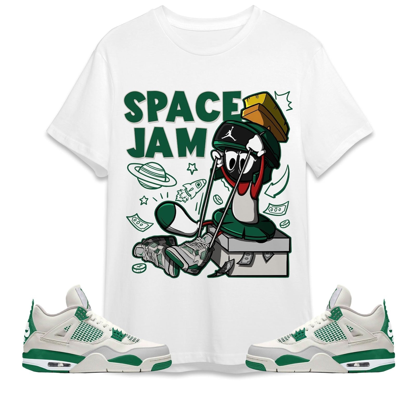 The Martian Marvin Unisex Shirt Match Jordan 4 SB Pine Green T-Shirt, Sneaker Match Tee