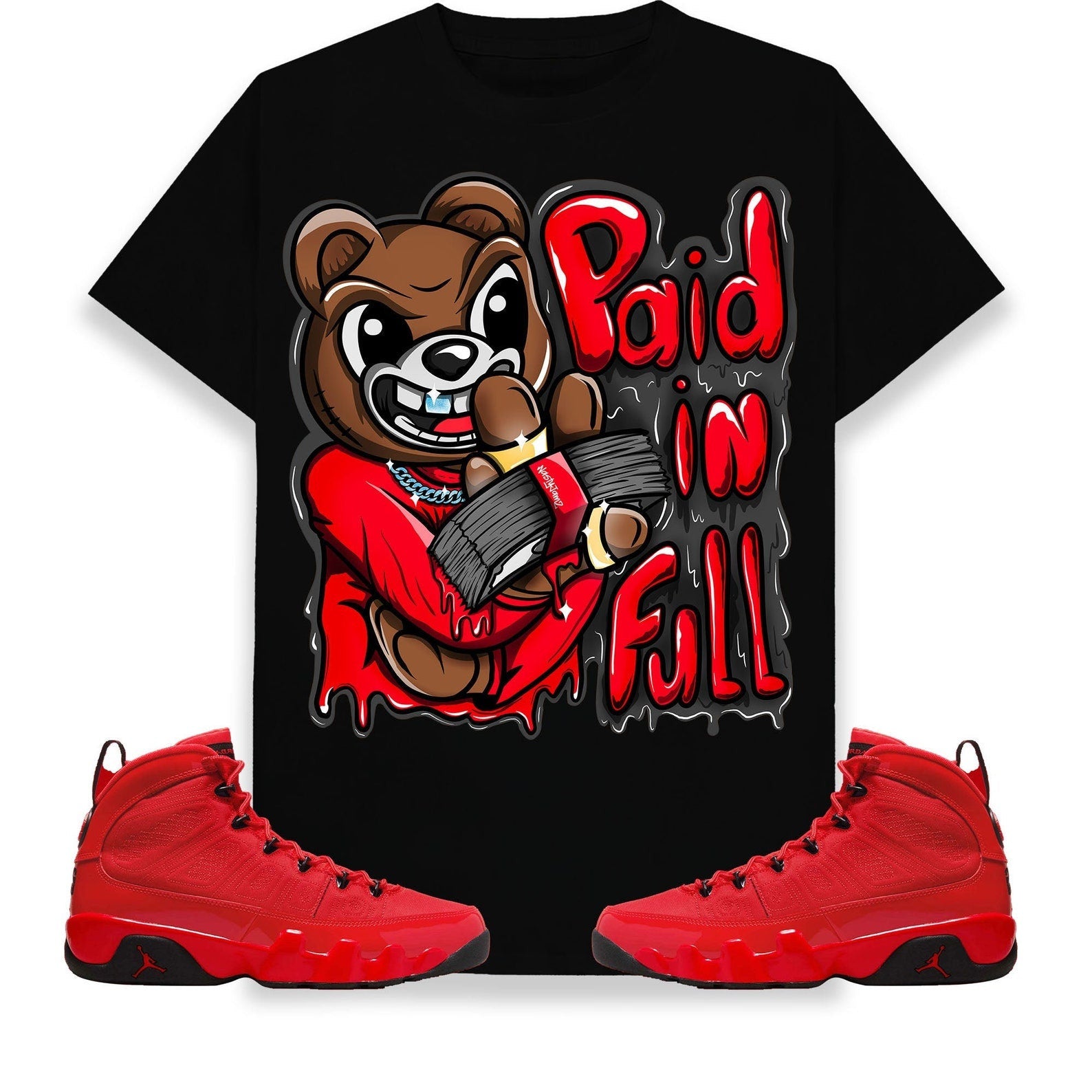 Paid In Full Ber Unisex Shirt Match Jordan 9 Retro Chile Red T-Shirt, Sneaker Match Tee