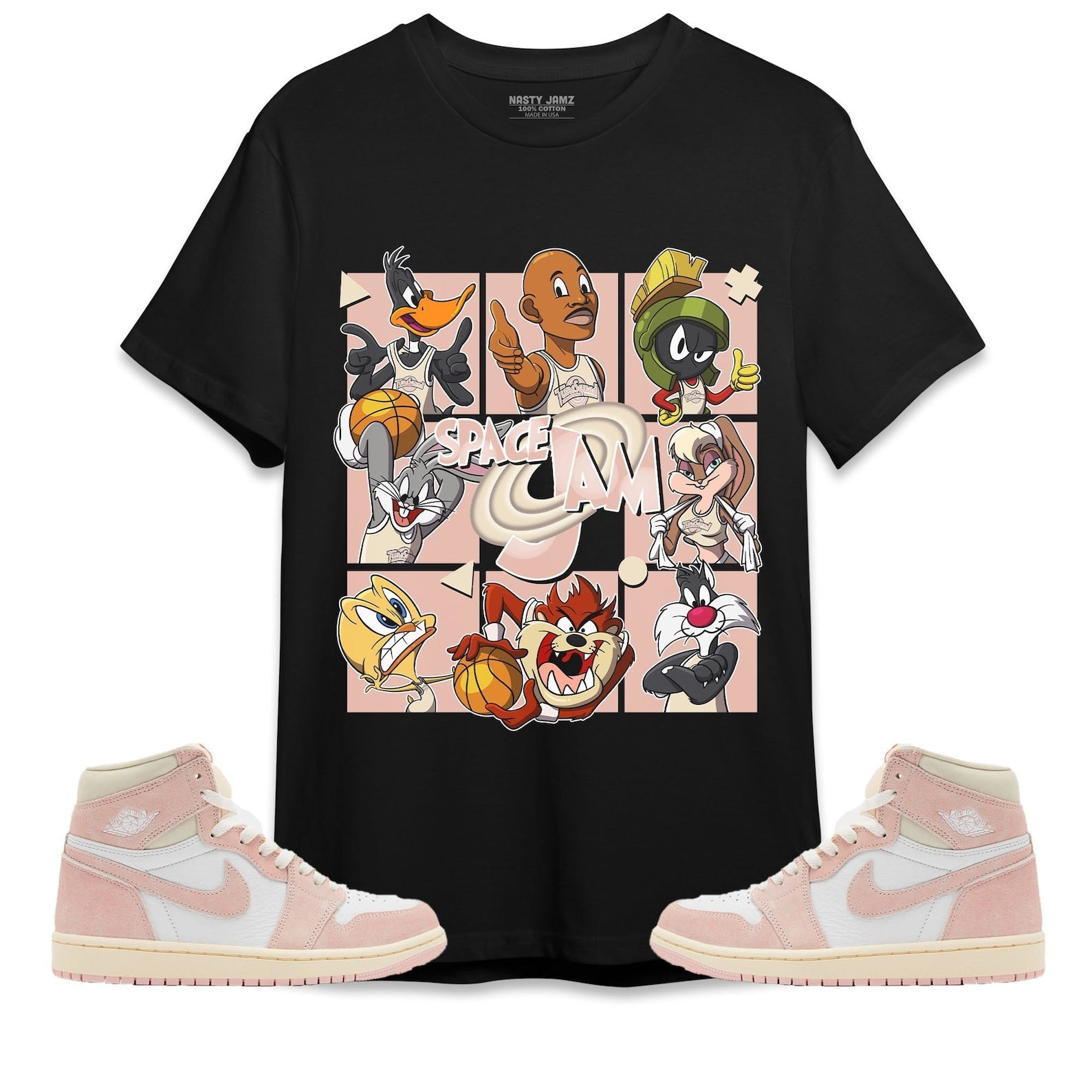 Space Jam MJ Unisex Shirt Match Jordan 1 OG Washed Pink T-Shirt, Sneaker Match Tee
