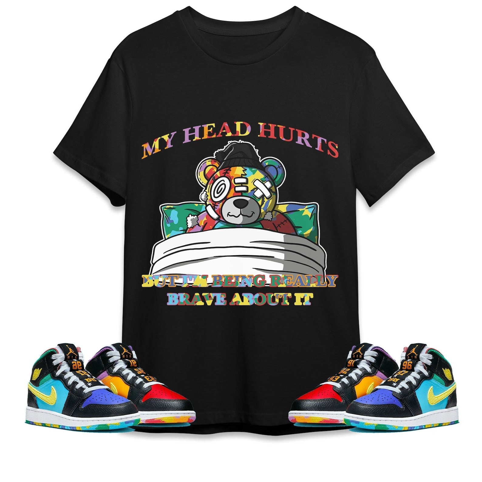 My Head Hurts Ber Unisex Tees Jordan 1 Mid GS Six Championships to match Sneaker, Outfit back to school Tees T-Shirt, Sneaker Match Tee