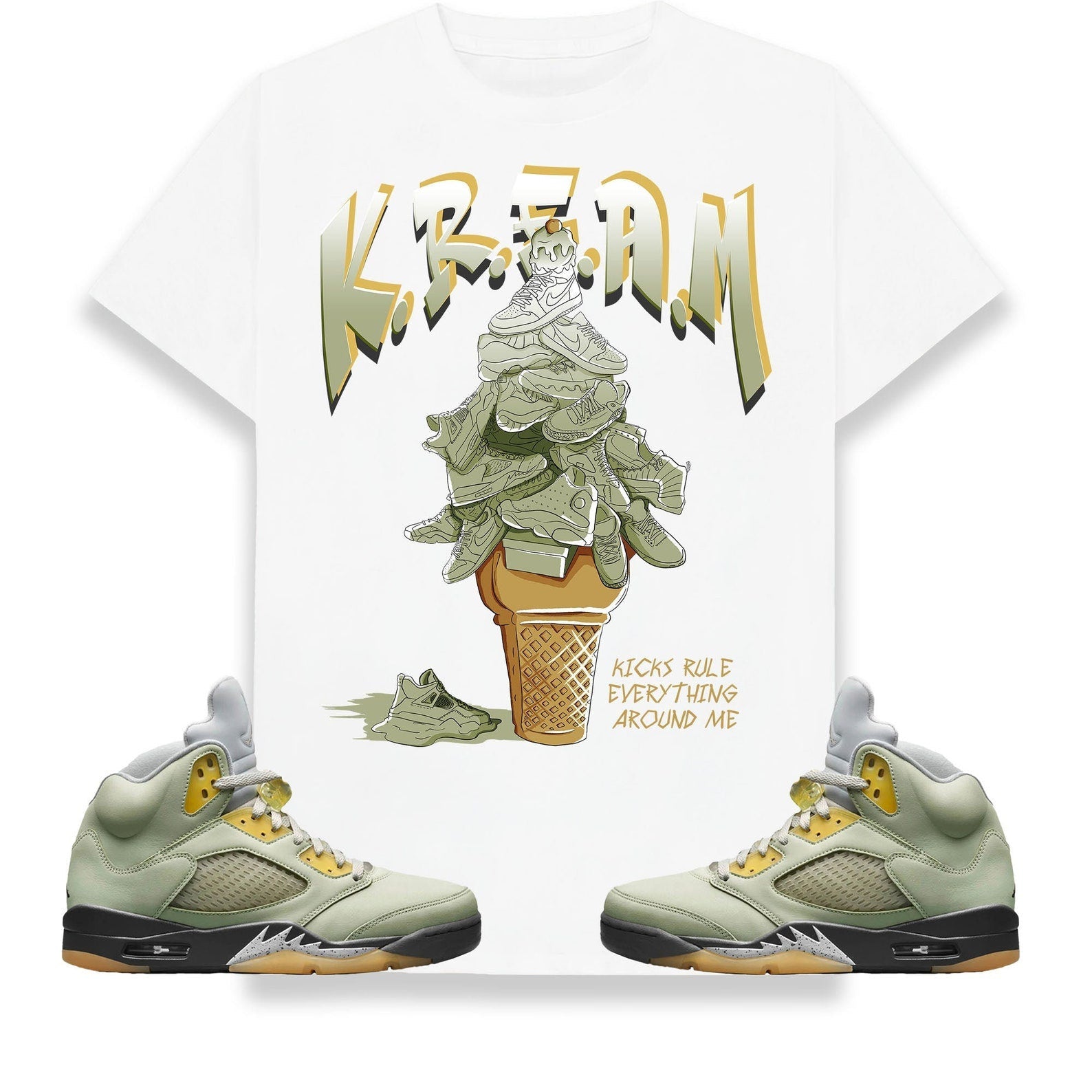 KREAM Unisex Shirt Match Jordan 5 Retro Jade Horizon T-Shirt, Sneaker Match Tee