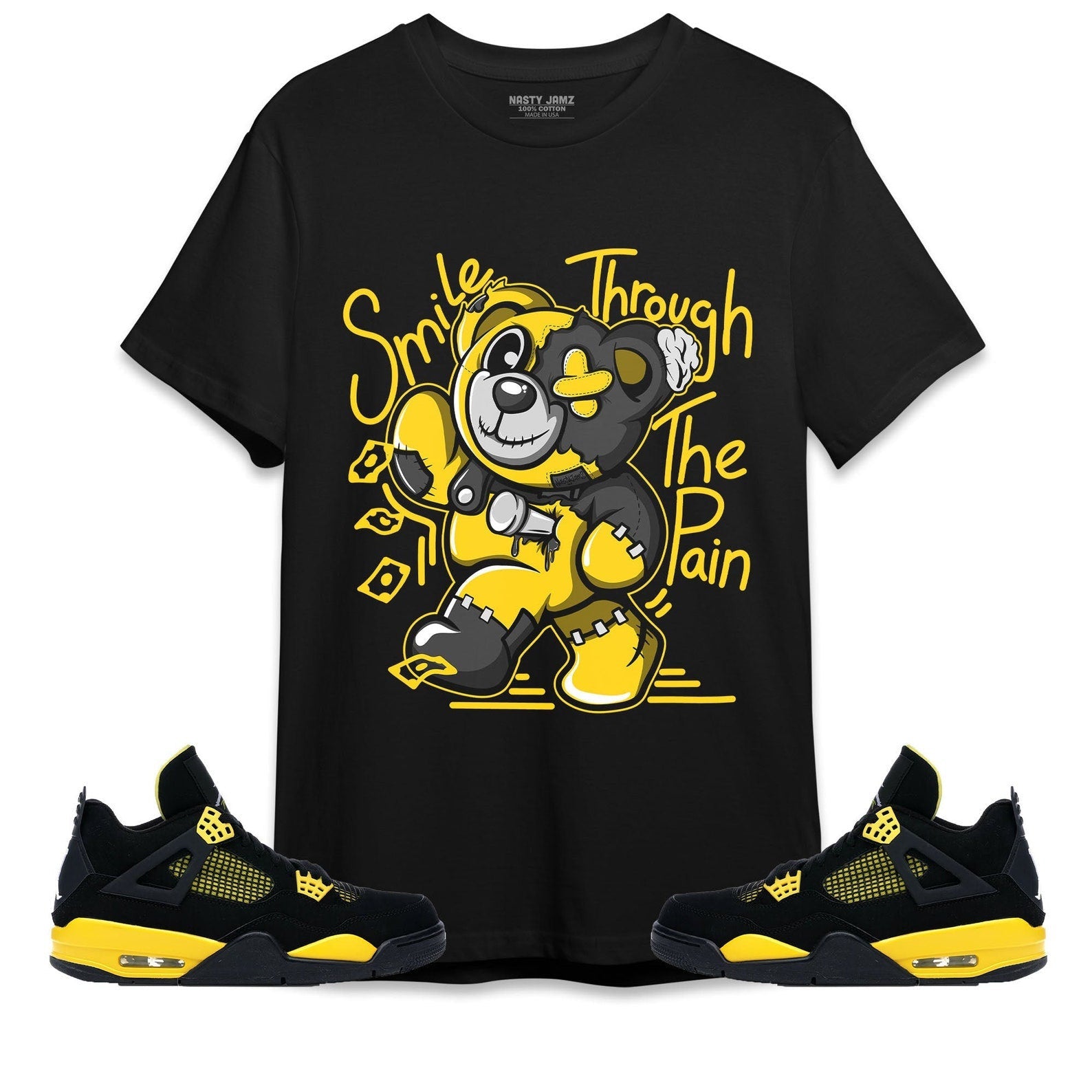 Smile Through The Pain BER Unisex Shirt Match Jordan 4 Thunder T-Shirt, Sneaker Match Tee