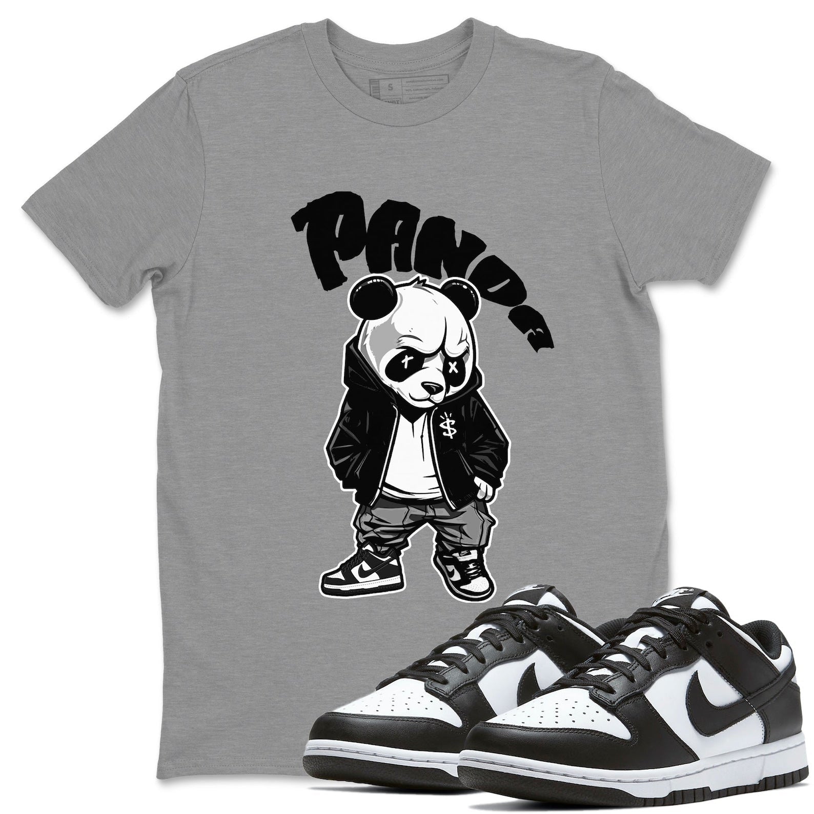 Bastard Panda Unisex Crew Neck T-Shirt - Sneaker Shirt To Match Dunks Panda Black White T-Shirt, Sneaker Match Tee