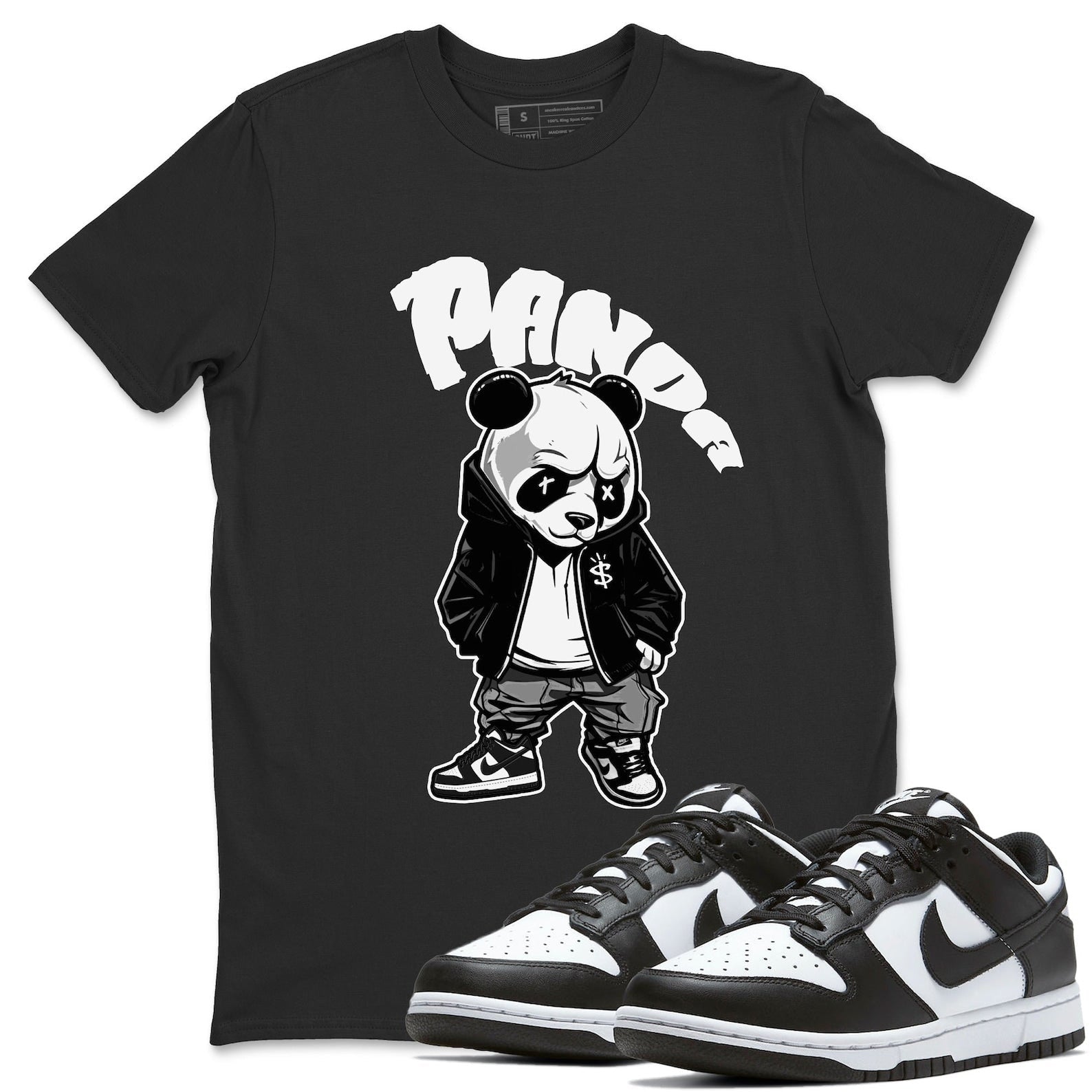Bastard Panda Unisex Crew Neck T-Shirt - Sneaker Shirt To Match Dunks Panda Black White T-Shirt, Sneaker Match Tee
