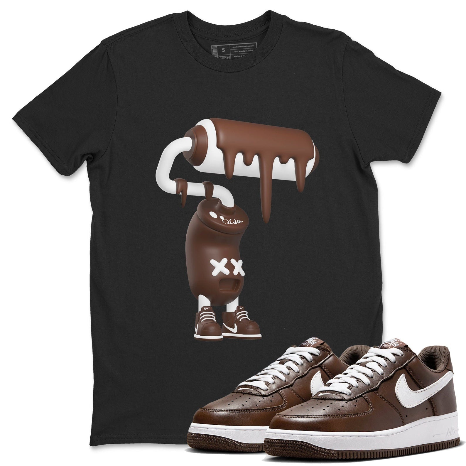 3D Paint Roller Sneaker Tee - Casual Unisex Cotton Sneaker T-Shirt To Match Air Force 1 Chocolate T-Shirt, Sneaker Match Tee