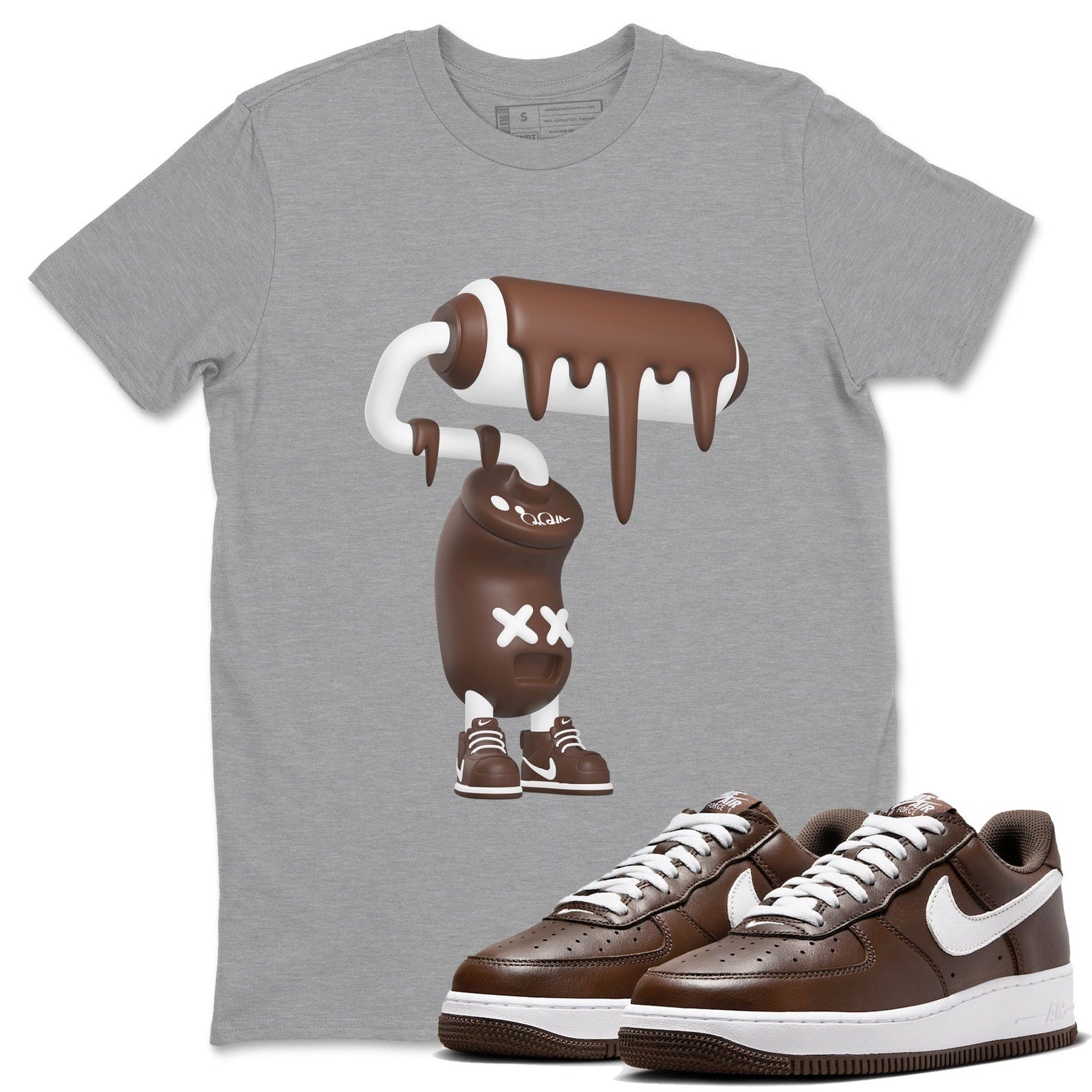 3D Paint Roller Sneaker Tee - Casual Unisex Cotton Sneaker T-Shirt To Match Air Force 1 Chocolate T-Shirt, Sneaker Match Tee