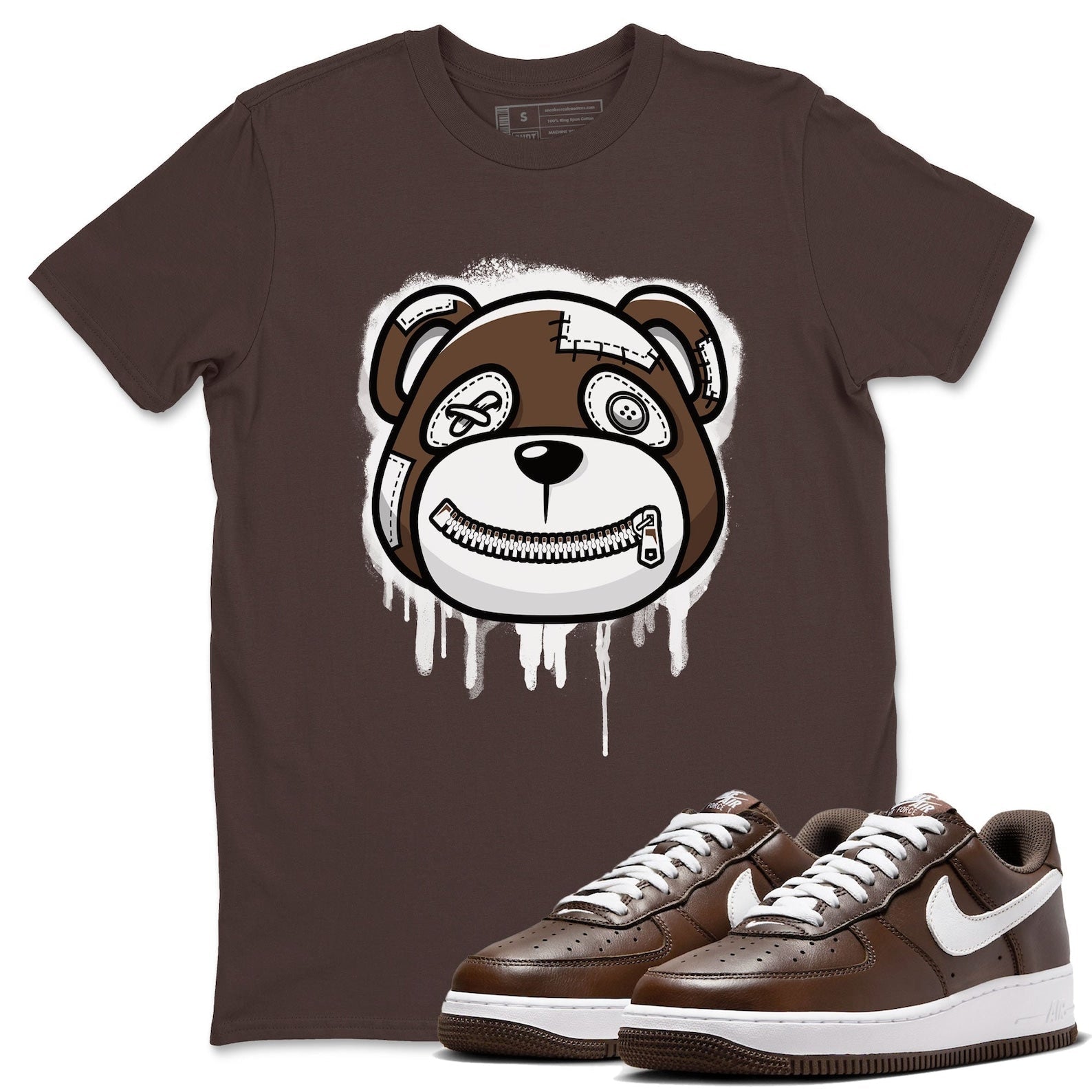 Bear Face Sneaker Tee - Casual Unisex Cotton Sneaker T-Shirt To Match Air Force 1 Chocolate T-Shirt, Sneaker Match Tee
