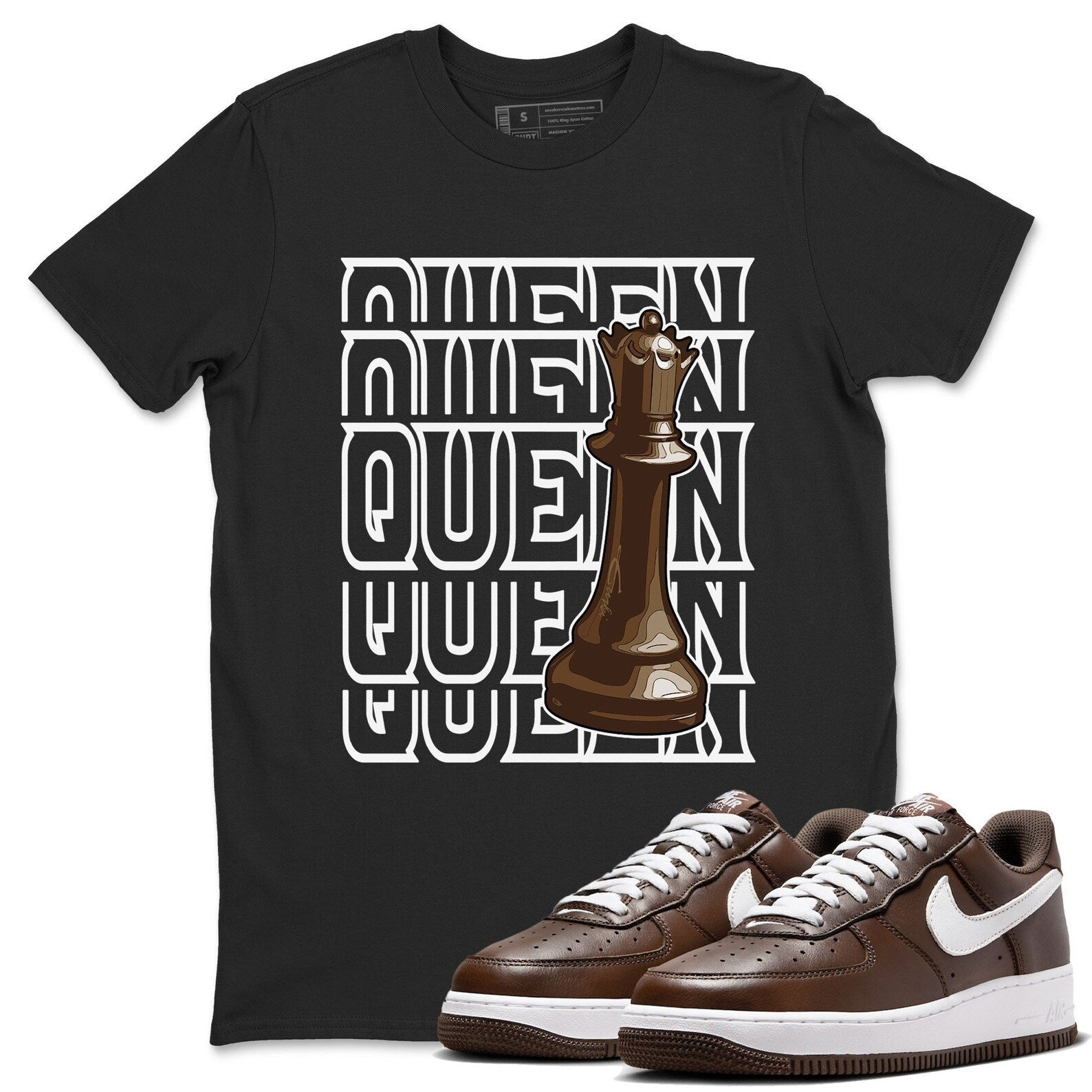 Queen Sneaker Tee - Casual Unisex Cotton Sneaker T-Shirt To Match Air Force 1 Chocolate T-Shirt, Sneaker Match Tee