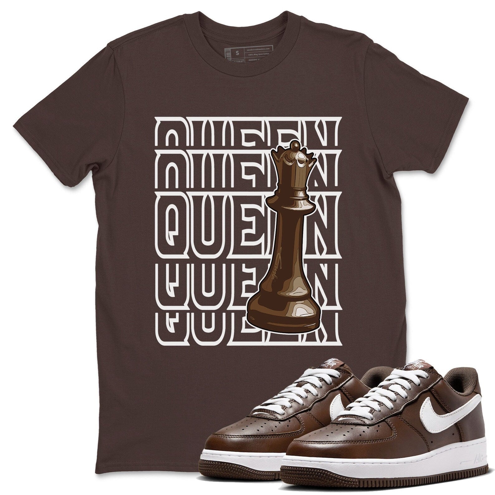 Queen Sneaker Tee - Casual Unisex Cotton Sneaker T-Shirt To Match Air Force 1 Chocolate T-Shirt, Sneaker Match Tee