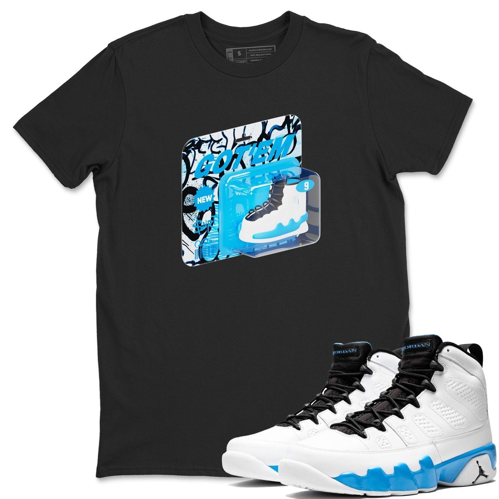 Vintage Toy Packaging Streetwear Shirts To Match Jordans 9s Powder Blue T-Shirt, Sneaker Match Tee