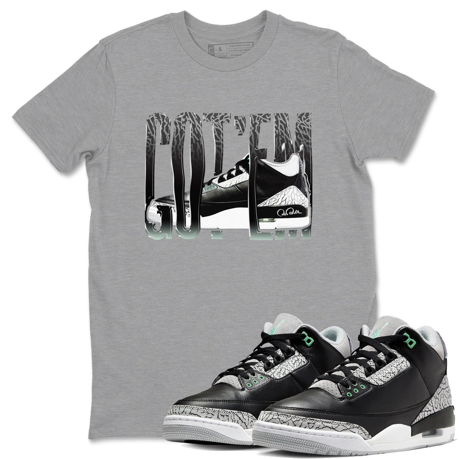 Wiggling Gotem Sneaker Tee - Unisex Cotton Sneaker Shirts To Match Jordans 3s Green Glow T-Shirt, Sneaker Match Tee