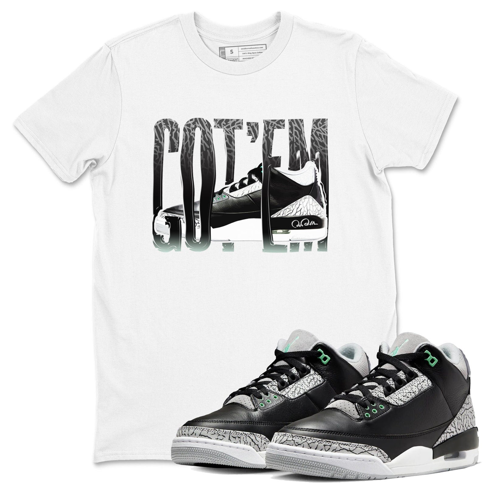 Wiggling Gotem Sneaker Tee - Unisex Cotton Sneaker Shirts To Match Jordans 3s Green Glow T-Shirt, Sneaker Match Tee