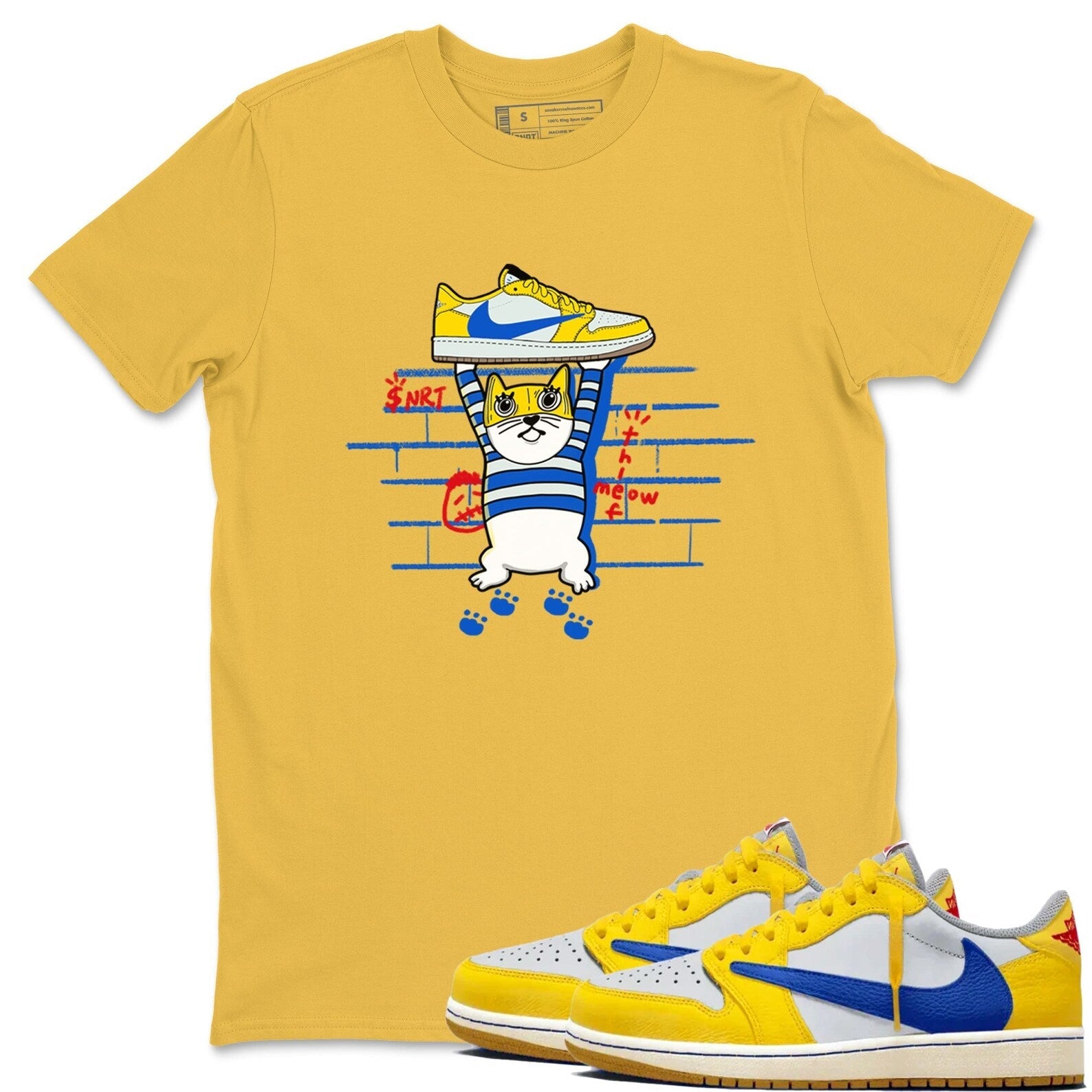 Thief Cat Unisex Cotton T-Shirt - Shirts To Match Jordans 1s Canary T-Shirt, Sneaker Match Tee