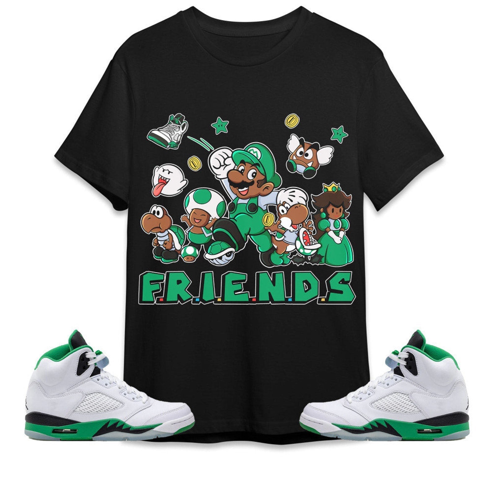 Super Friends Unisex Tees Jordan 5 Lucky Green to match sneaker, Outfit Back to School Jordan Hooodie T-Shirt, Sneaker Match Tee