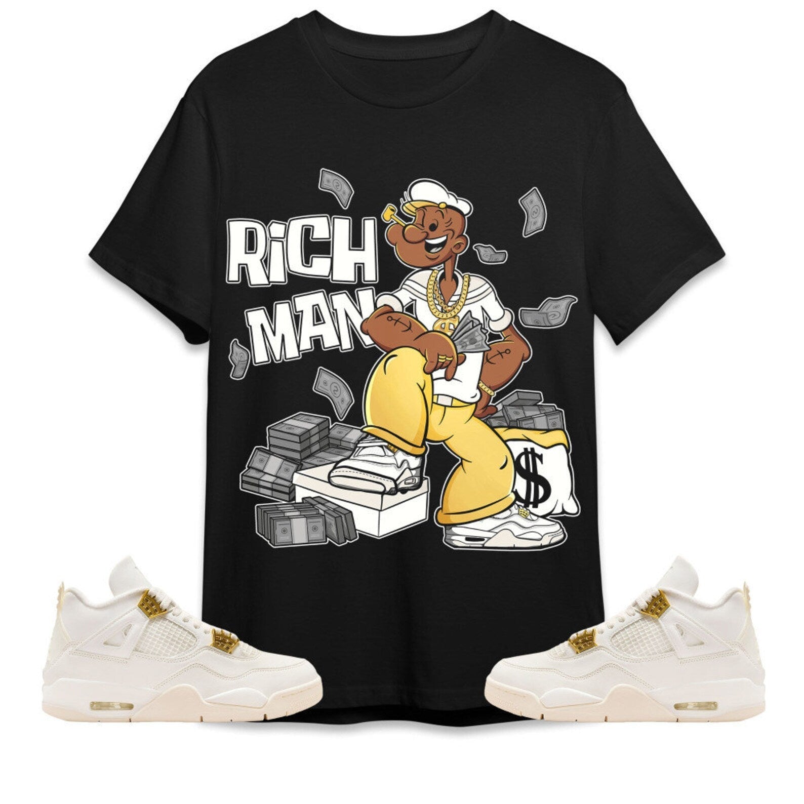 Rich Man Sailor Unisex Tees Jordan 4 Sail to match Sneaker, Outfit back to school graphic tees T-Shirt, Sneaker Match Tee