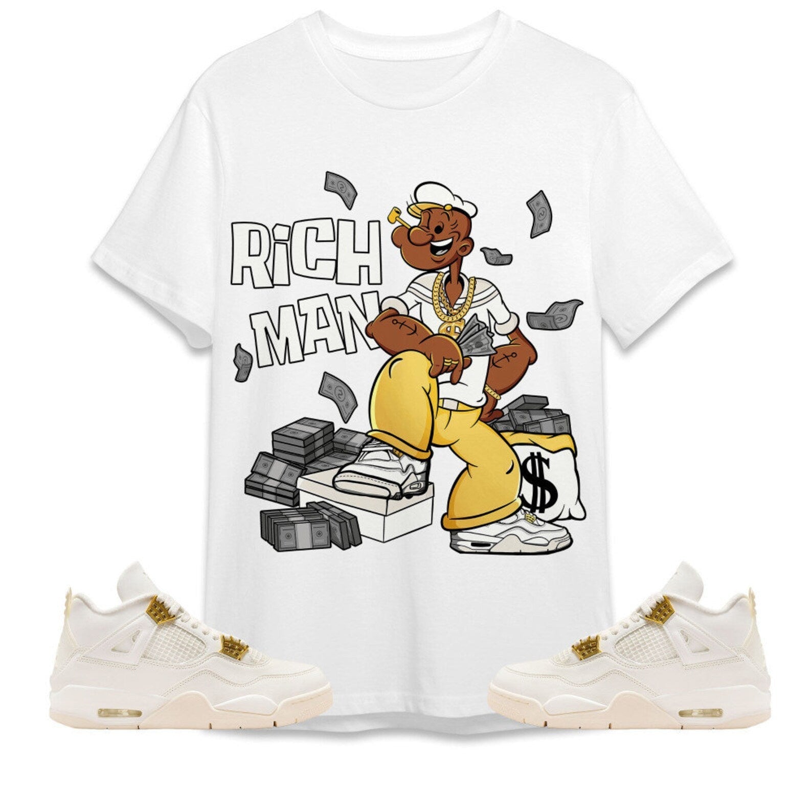 Rich Man Sailor Unisex Tees Jordan 4 Sail to match Sneaker, Outfit back to school graphic tees T-Shirt, Sneaker Match Tee