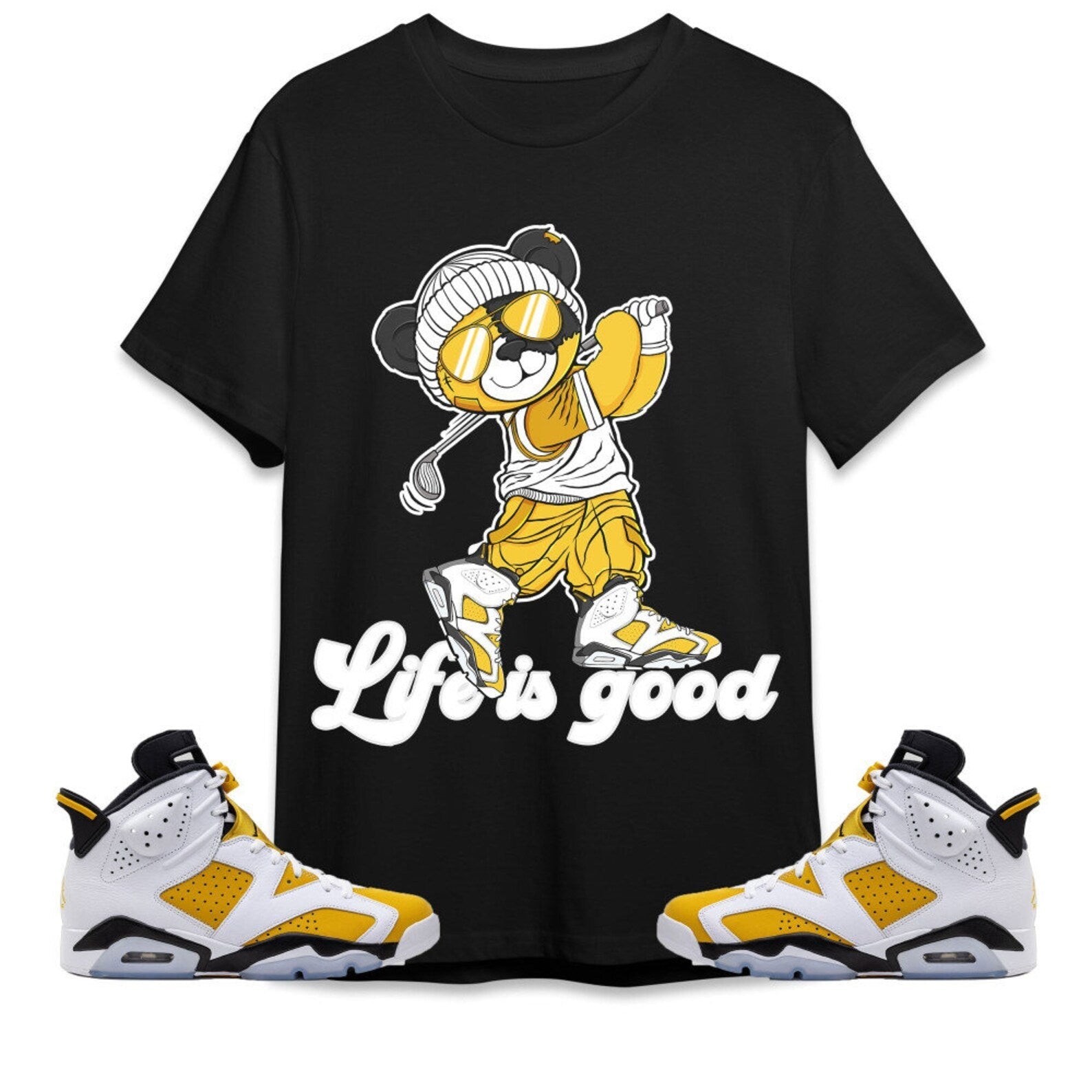 BER Like Golf Unisex Tees Jordan 6 Yellow Ochre, Outfit For Work Cute Like Golf match Jordan, Funny Golf Sneaker Shirt T-Shirt, Sneaker Match Tee