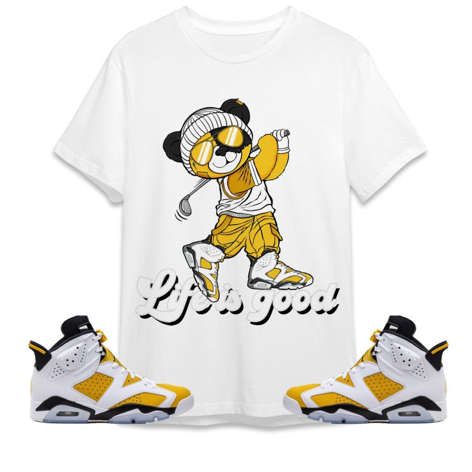 BER Like Golf Unisex Tees Jordan 6 Yellow Ochre, Outfit For Work Cute Like Golf match Jordan, Funny Golf Sneaker Shirt T-Shirt, Sneaker Match Tee