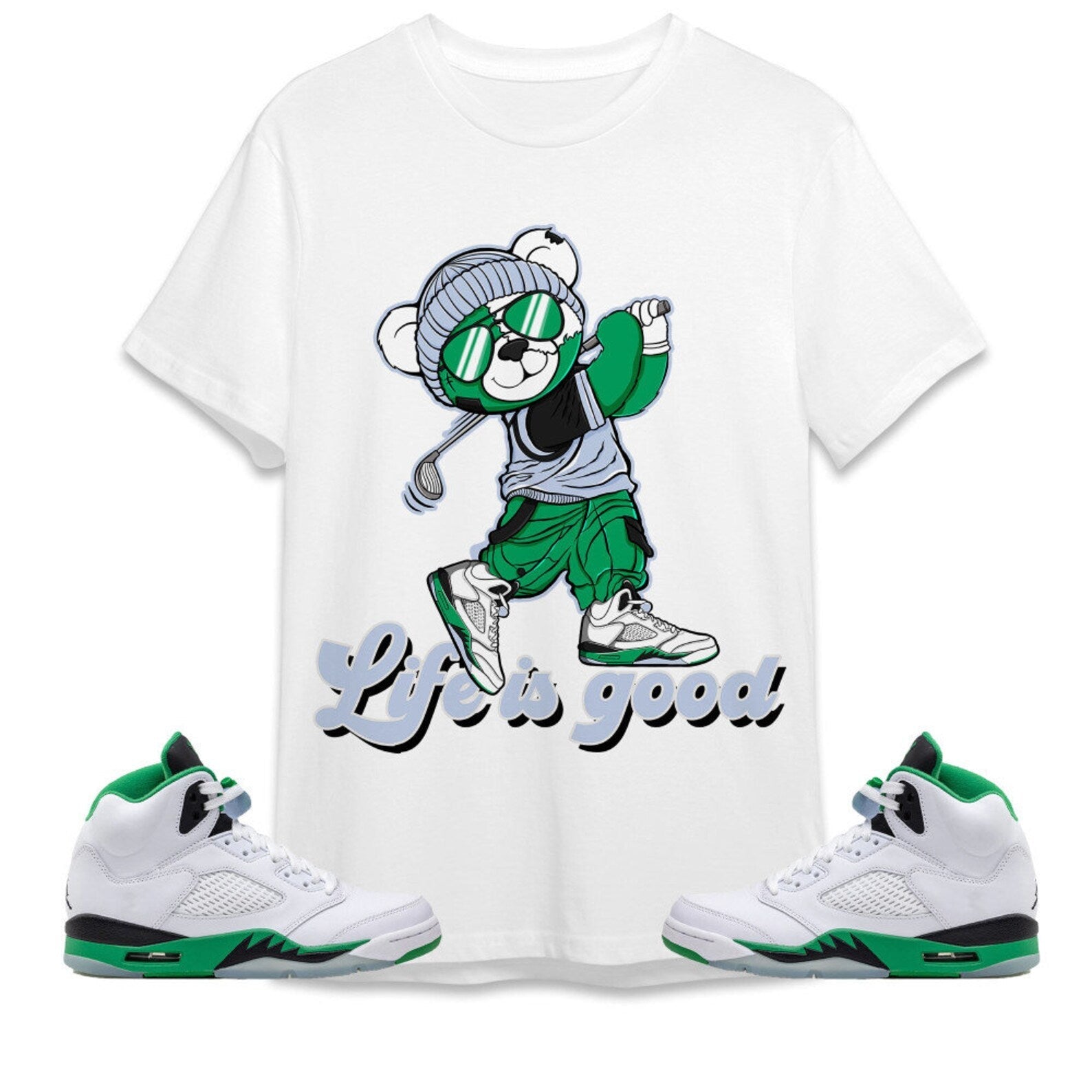 BER Like Golf Unisex Tees Jordan 5 Lucky Green, Outfit For Work Cute Like Golf match Jordan, Funny Golf Sneaker Shirt T-Shirt, Sneaker Match Tee