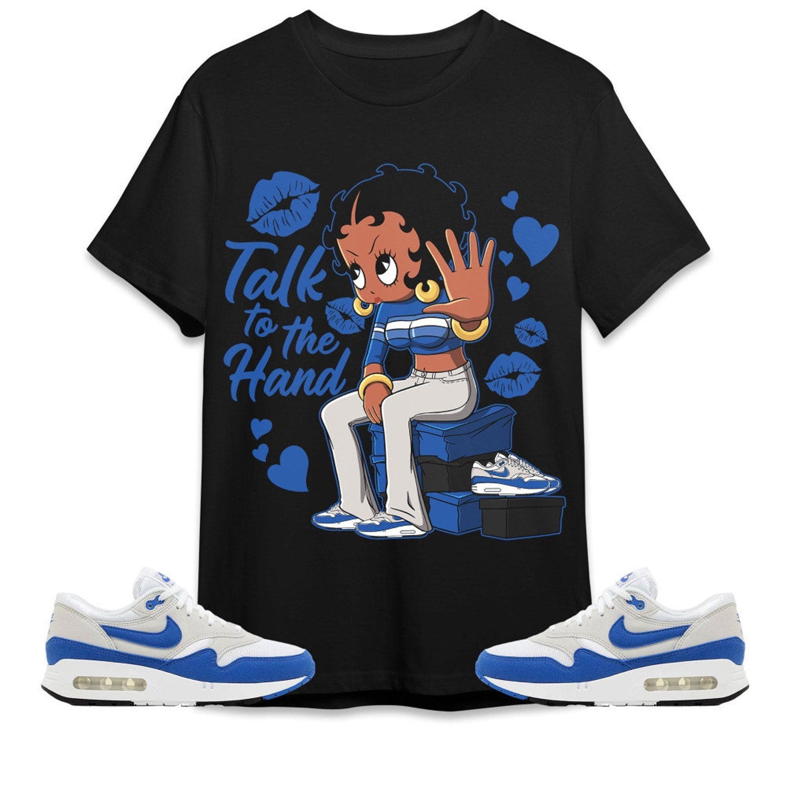 Talk To The Hand Unisex Tees Air Max 1 86 Royal streetwear cartoon 90s, Outfit back to school, sneaker match Tees T-Shirt, Sneaker Match Tee