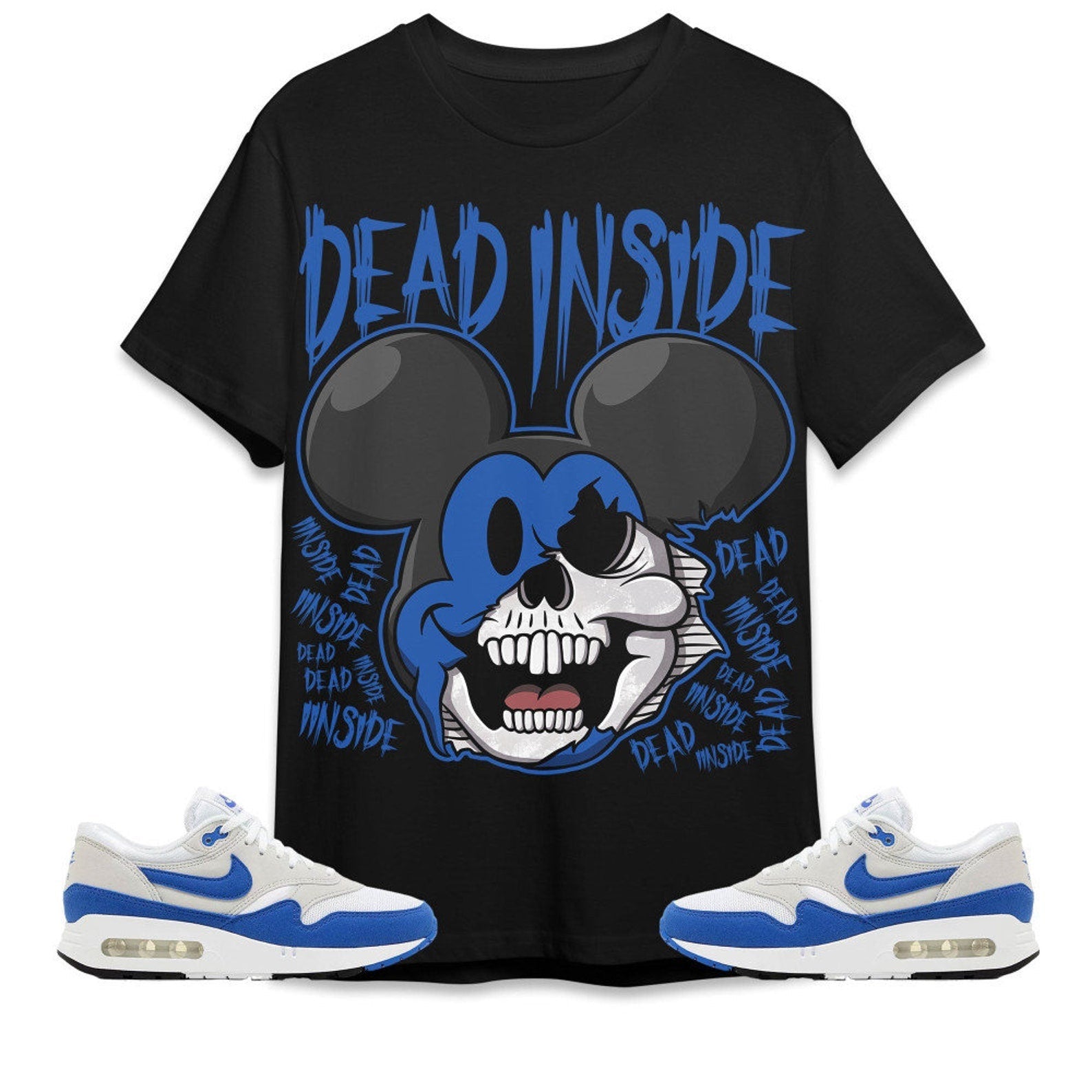 Mickey Horror Unisex Tees Air Max 1 86 Royal to match Sneaker, streetwear cartoon 90s Tees Outfit back to school graphic Tees T-Shirt, Sneaker Match Tee