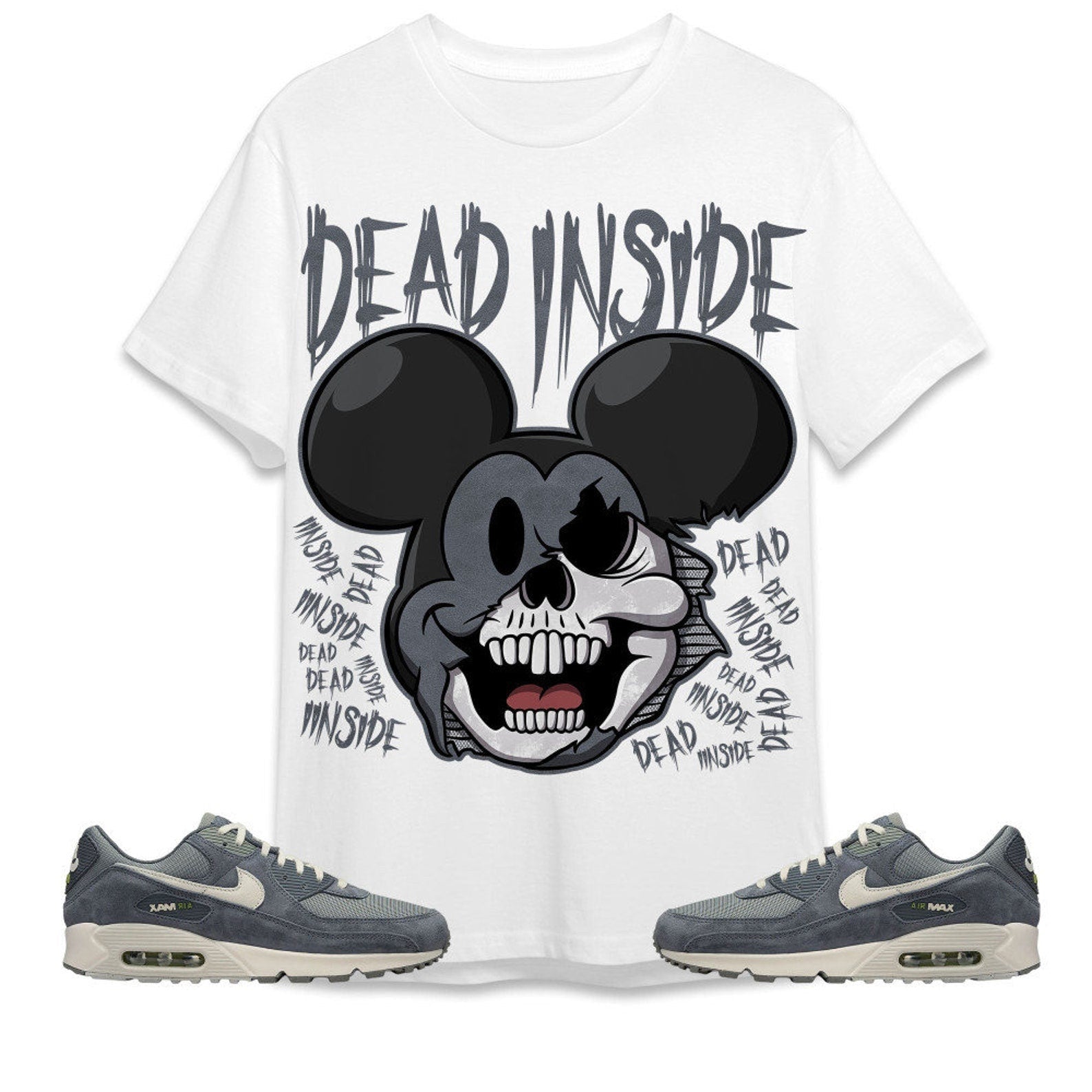 Mickey Horror Unisex Tees Air Max 90 Iron Grey to match Sneaker, streetwear cartoon 90s Tees Outfit back to school graphic Tees T-Shirt, Sneaker Match Tee