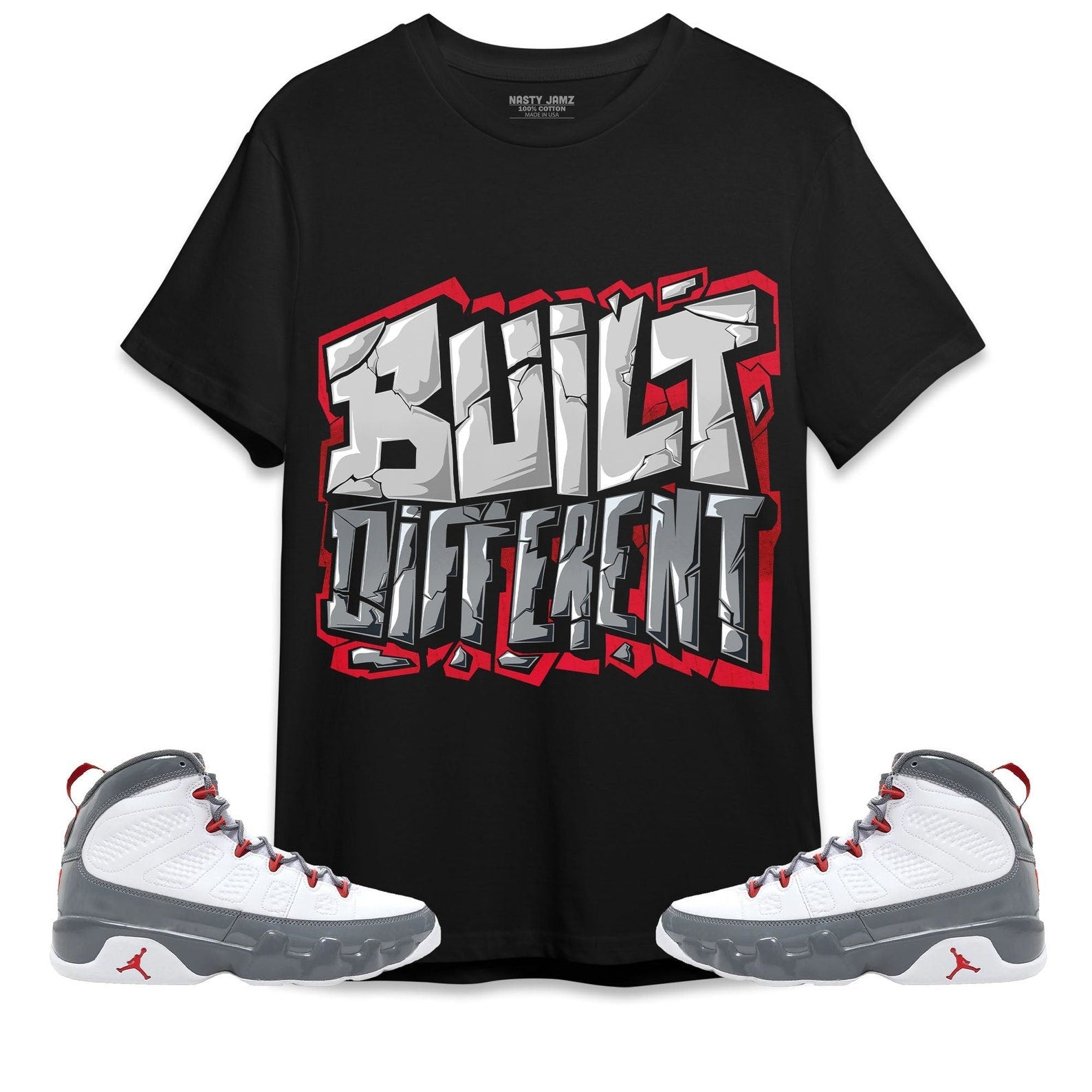 Built Different Unisex Shirt Match Jordan 9 Retro Fire Red T-Shirt, Sneaker Match Tee