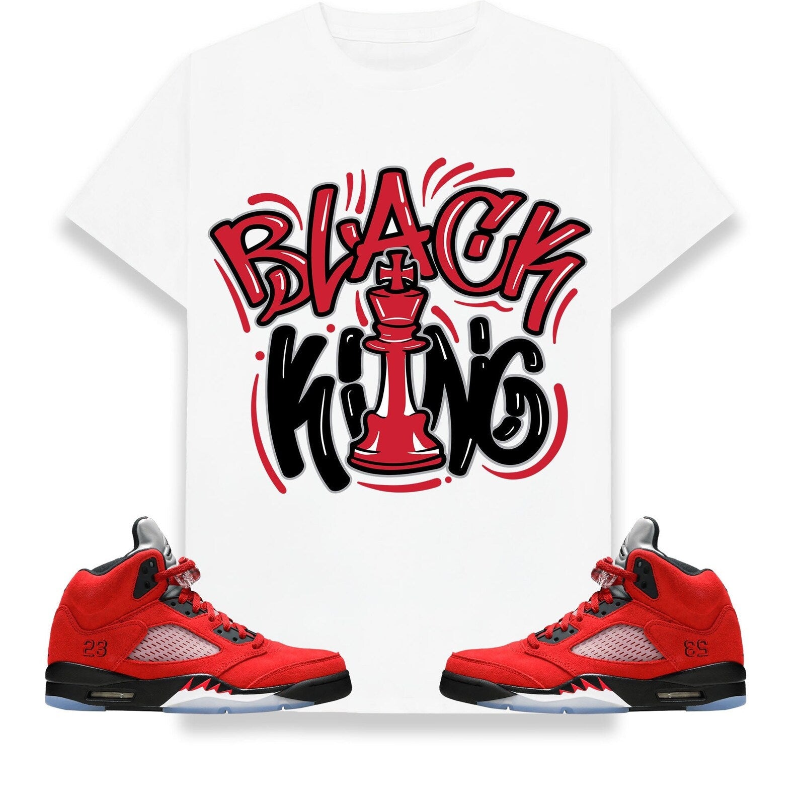 Black King Unisex Shirt Match Jordan 5 Retro Toro Bravo Raging Bull T-Shirt, Sneaker Match Tee