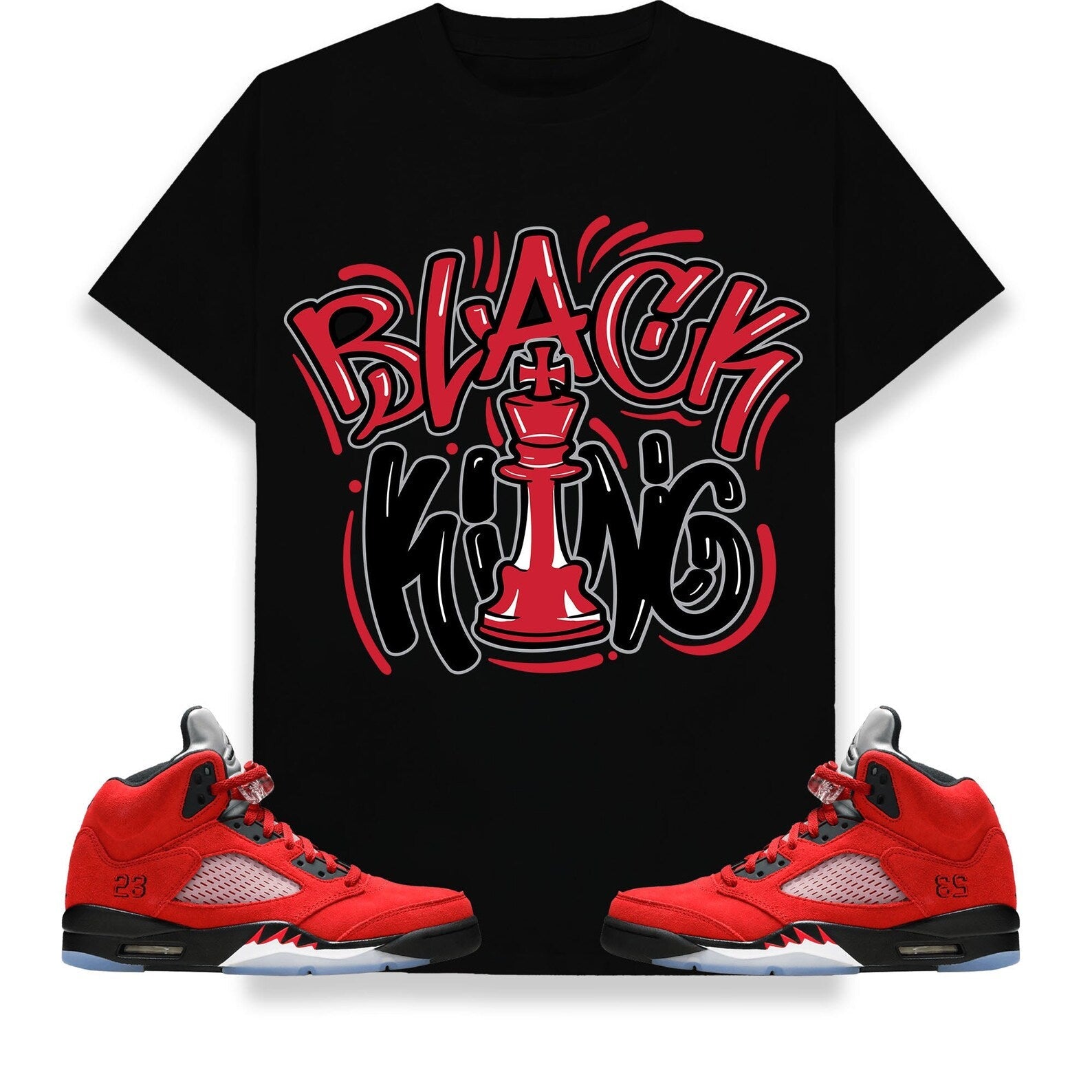 Black King Unisex Shirt Match Jordan 5 Retro Toro Bravo Raging Bull T-Shirt, Sneaker Match Tee