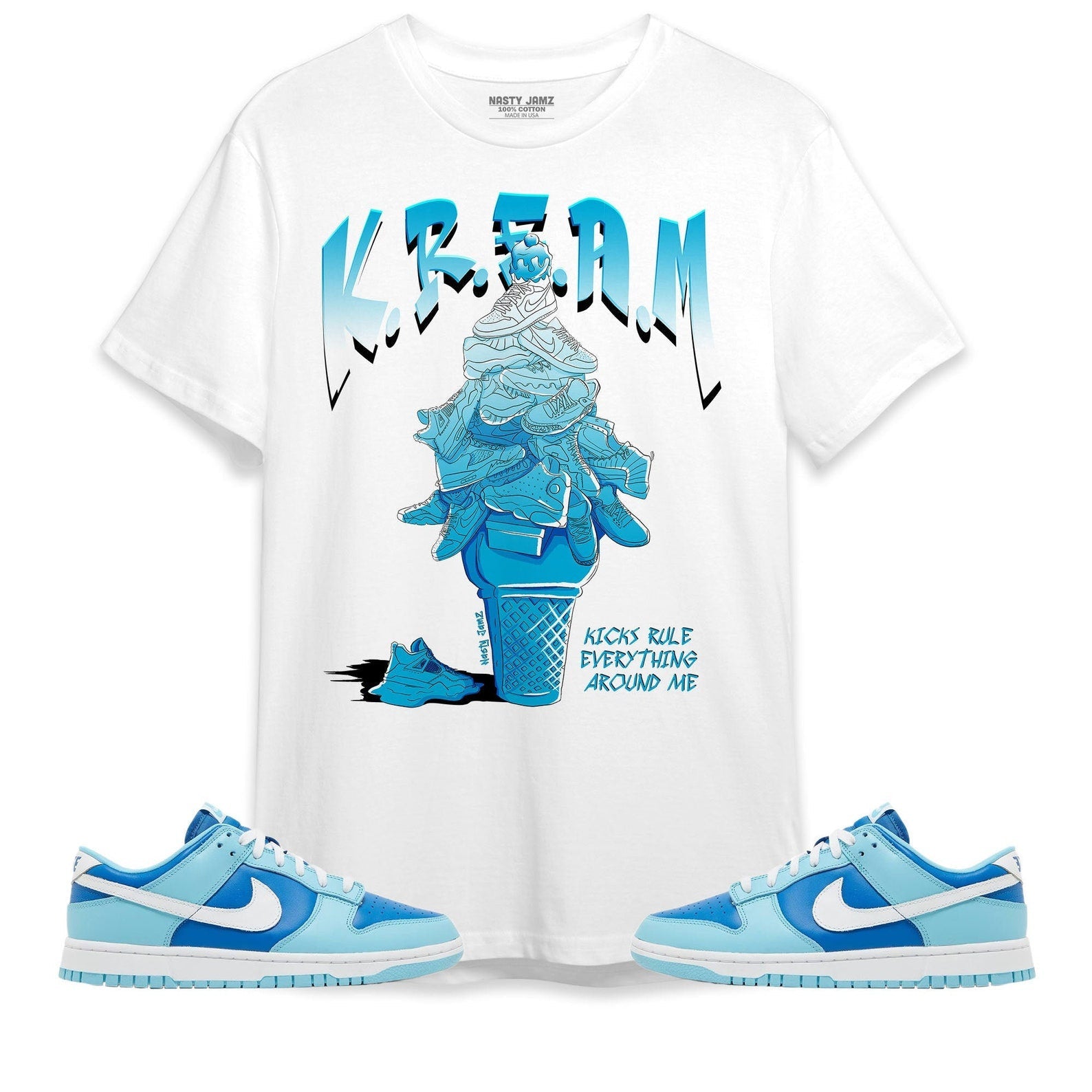 KREAM Unisex Shirt Match Dunk Low Retro Argon T-Shirt, Sneaker Match Tee