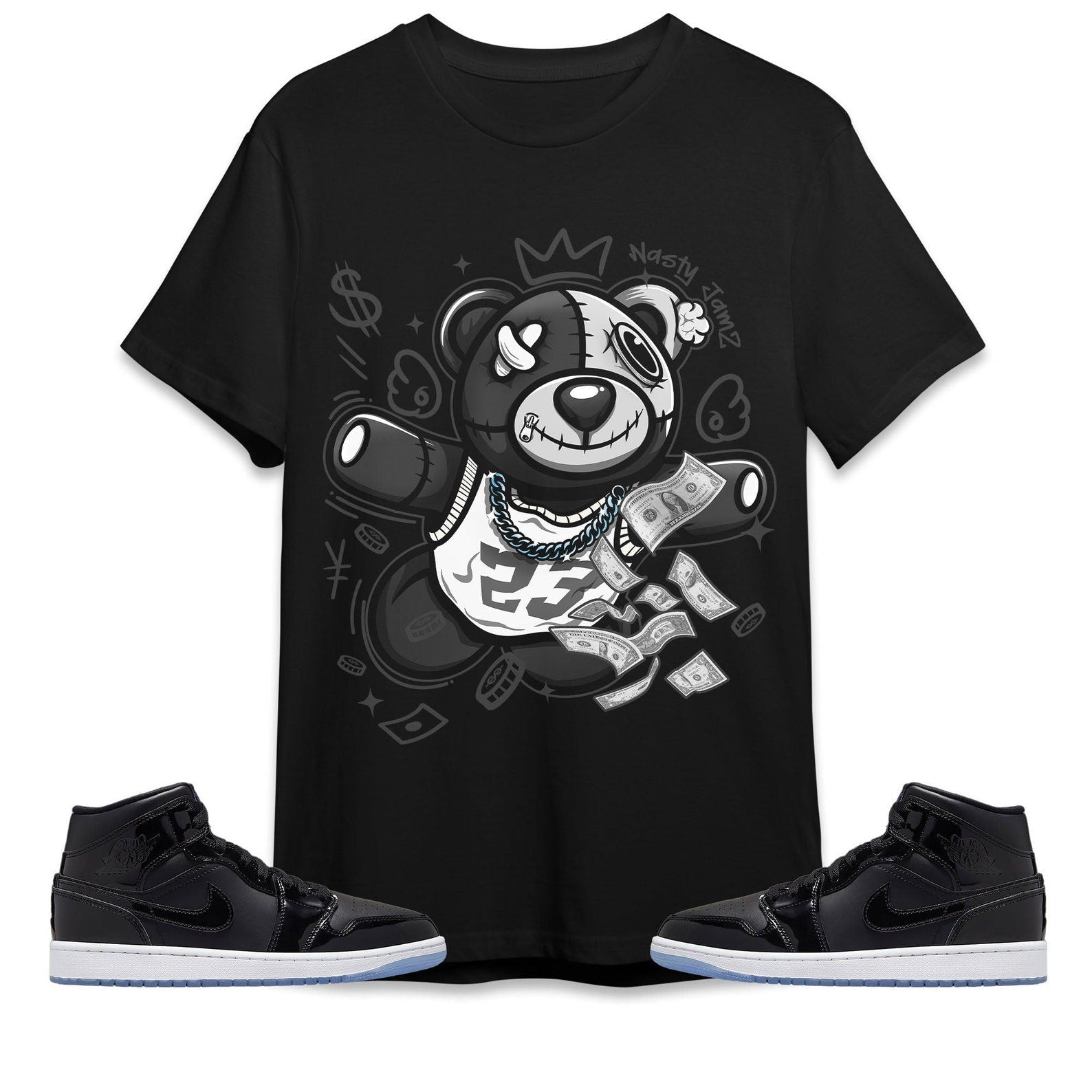 Self Made Ber Unisex Shirt Match Jordan 1 Mid Space Jam T-Shirt, Sneaker Match Tee