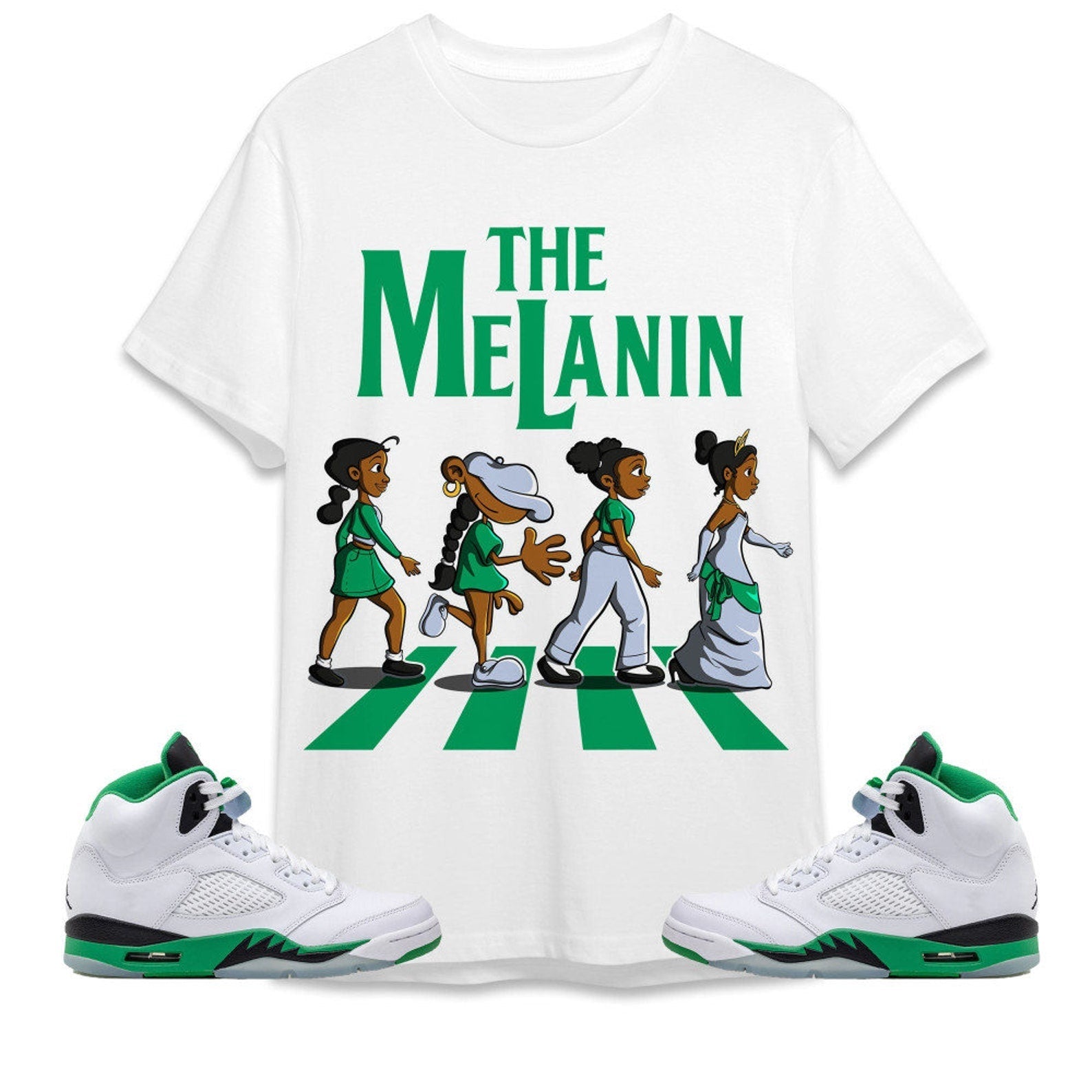 The Melanin Unisex Tees Jordan 5 Lucky Green to match Sneaker, Outfit Back to school T-Shirt, Sneaker Match Tee
