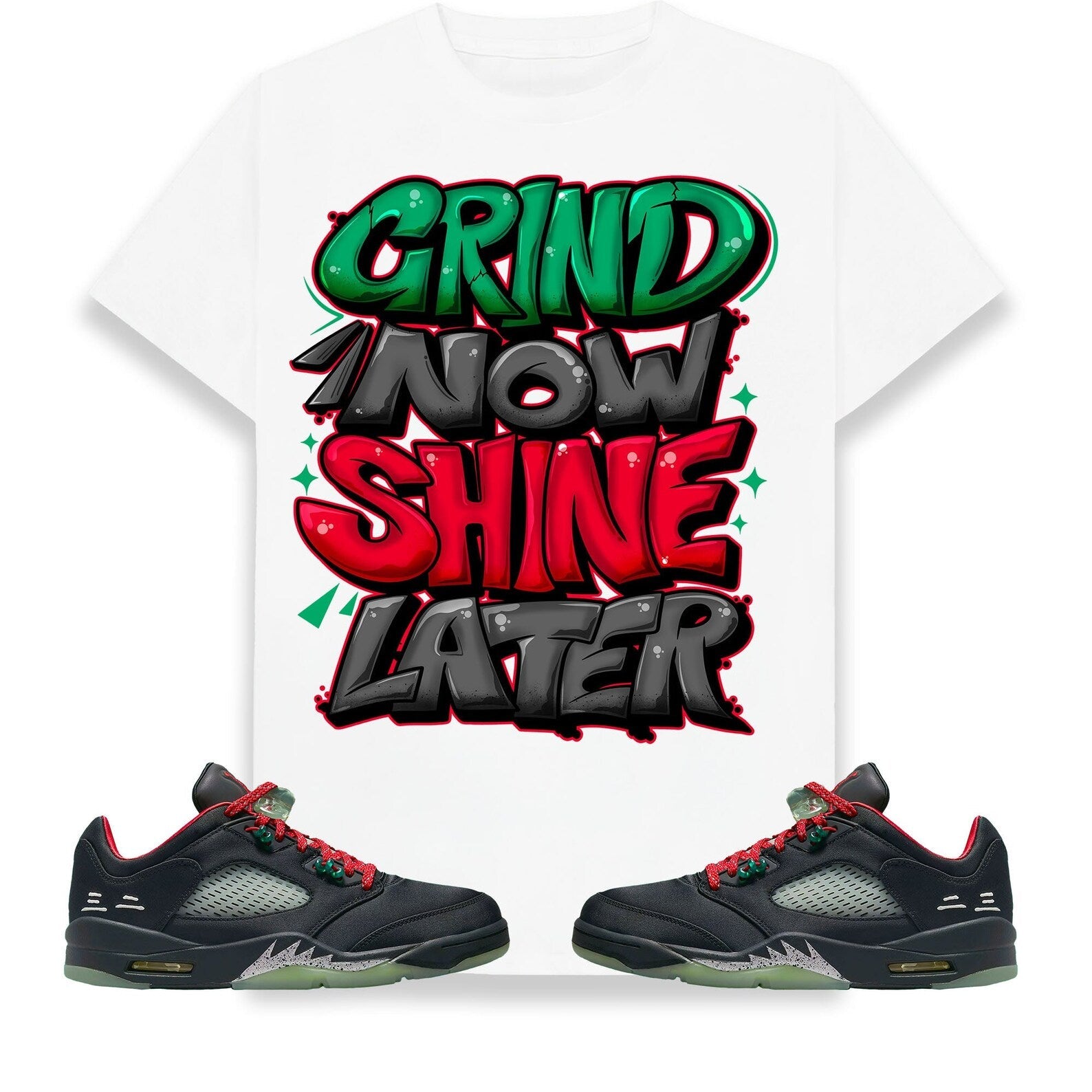 Grind Now Shine Later Unisex Shirt Match Jordan 5 Retro Low CLOT Jade T-Shirt, Sneaker Match Tee