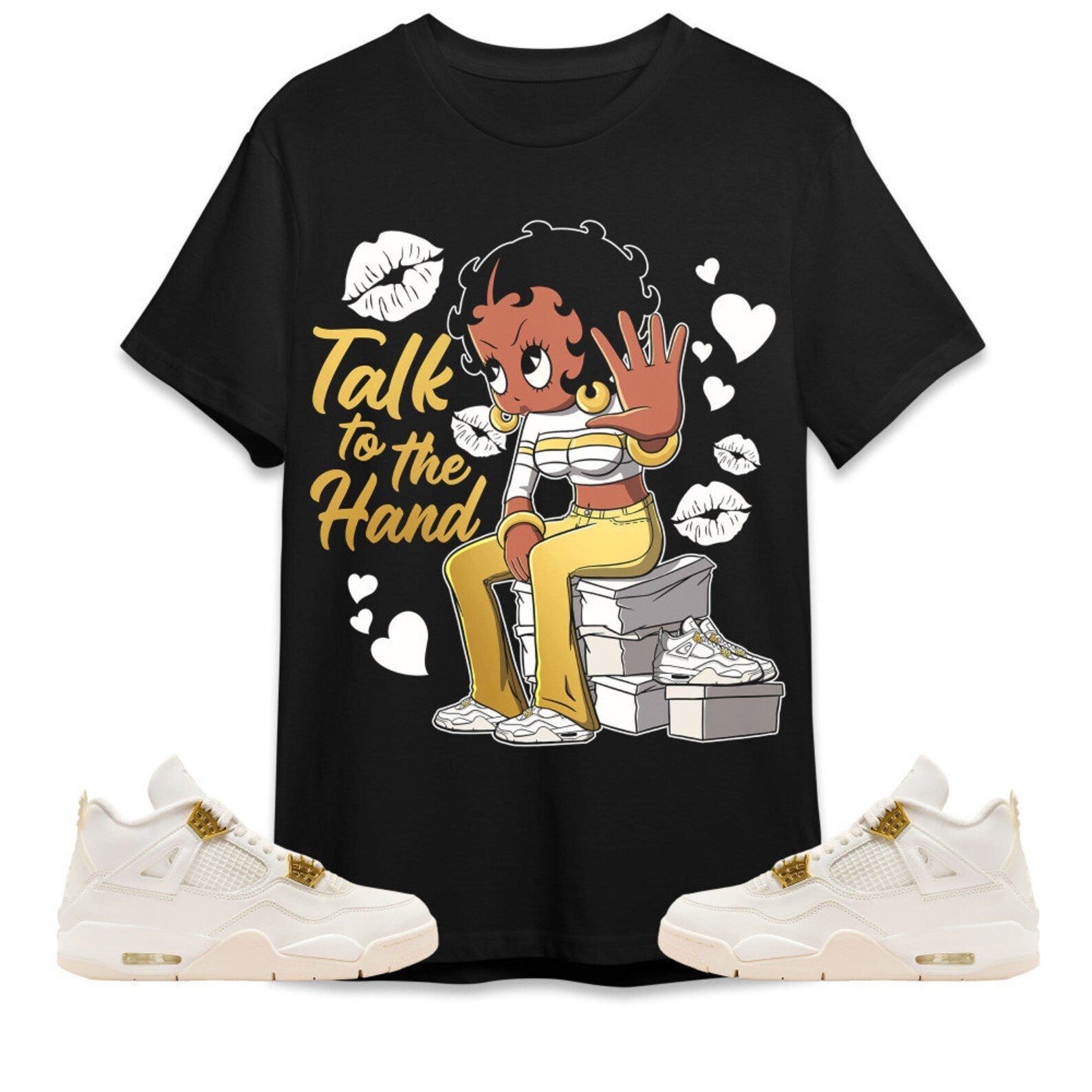Talk To The Hand Unisex Tees Jordan 4 Sail to match Sneaker, Outfit birthday graphic Tees T-Shirt, Sneaker Match Tee