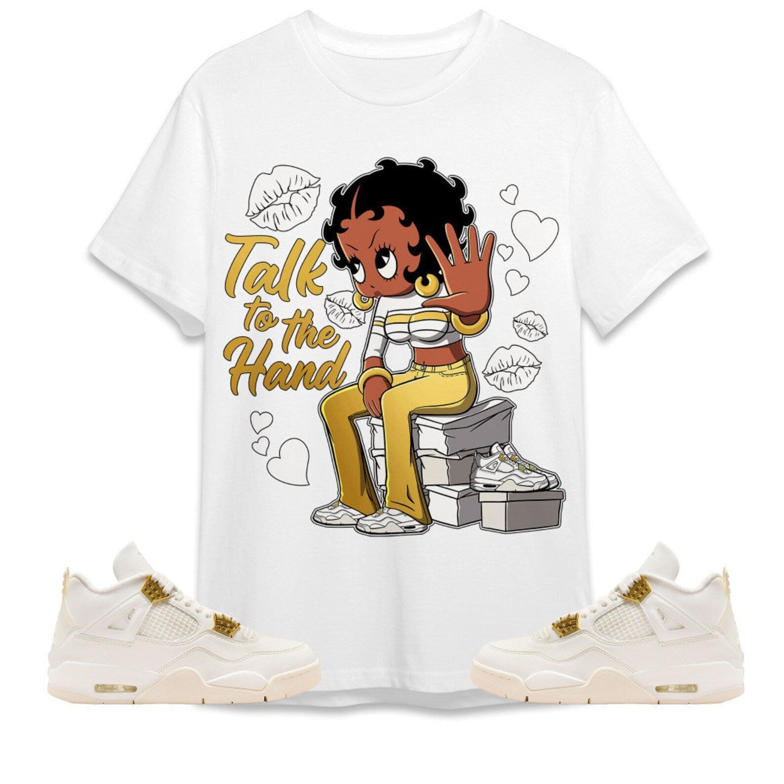 Talk To The Hand Unisex Tees Jordan 4 Sail to match Sneaker, Outfit birthday graphic Tees T-Shirt, Sneaker Match Tee