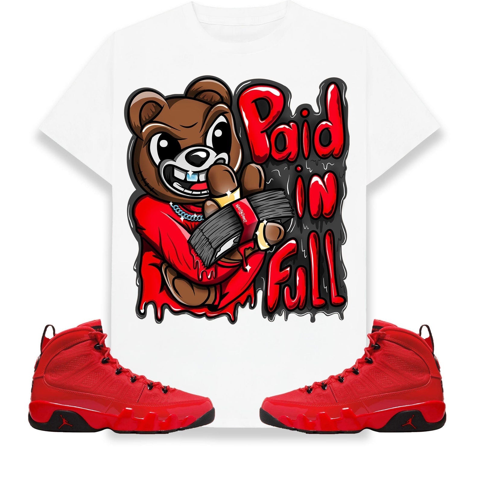 Paid In Full Ber Unisex Shirt Match Jordan 9 Retro Chile Red T-Shirt, Sneaker Match Tee