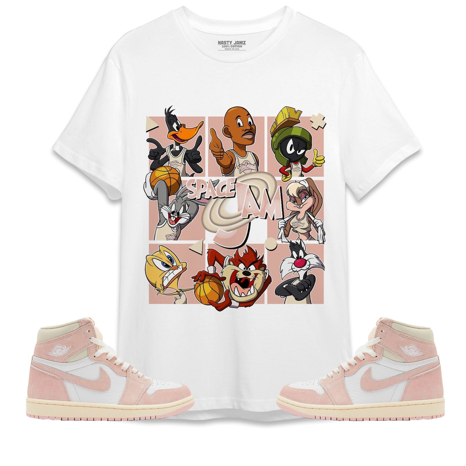 Space Jam MJ Unisex Shirt Match Jordan 1 OG Washed Pink T-Shirt, Sneaker Match Tee