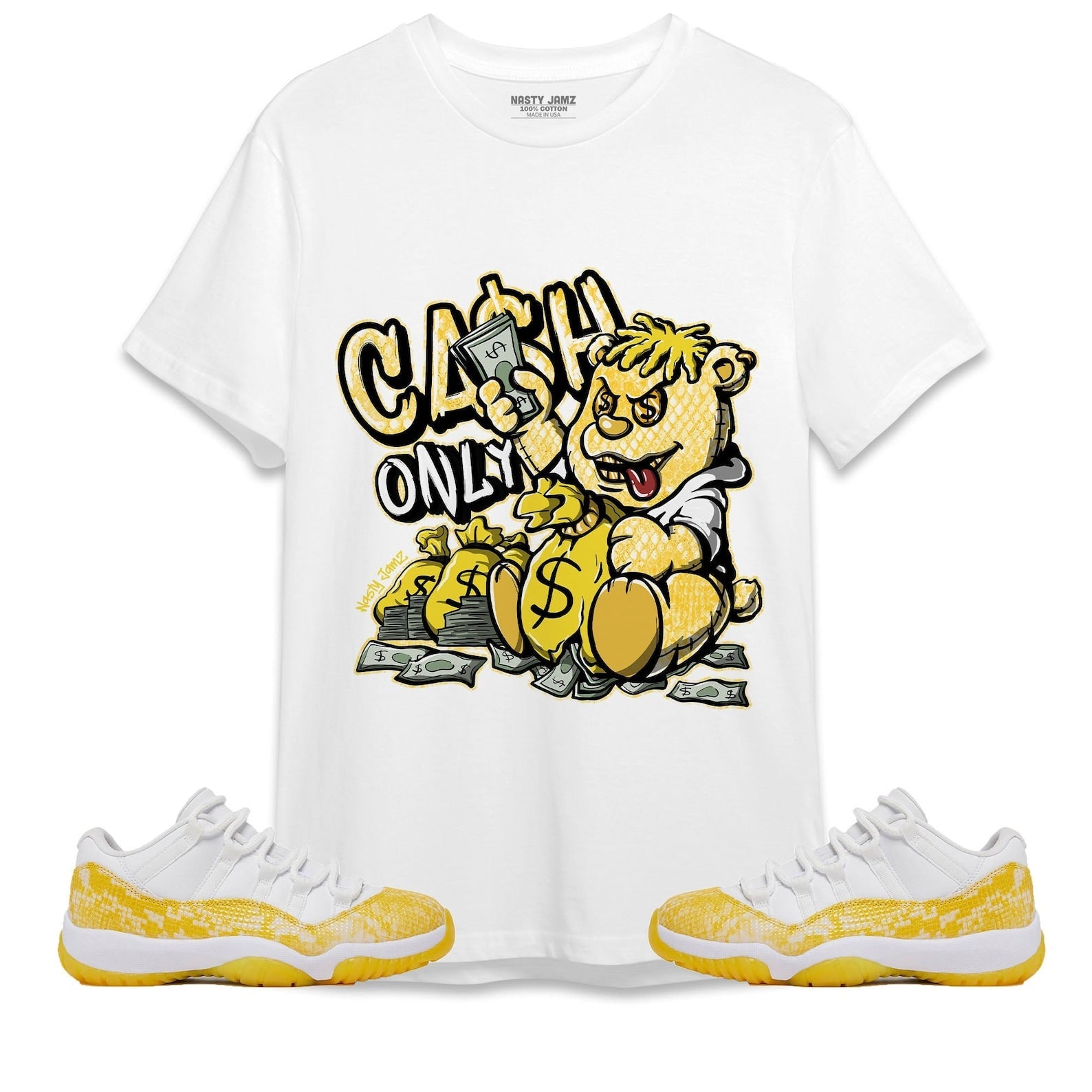 Cash Only Unisex Shirt Match Jordan 11 Low Yellow Snakeskin T-Shirt, Sneaker Match Tee