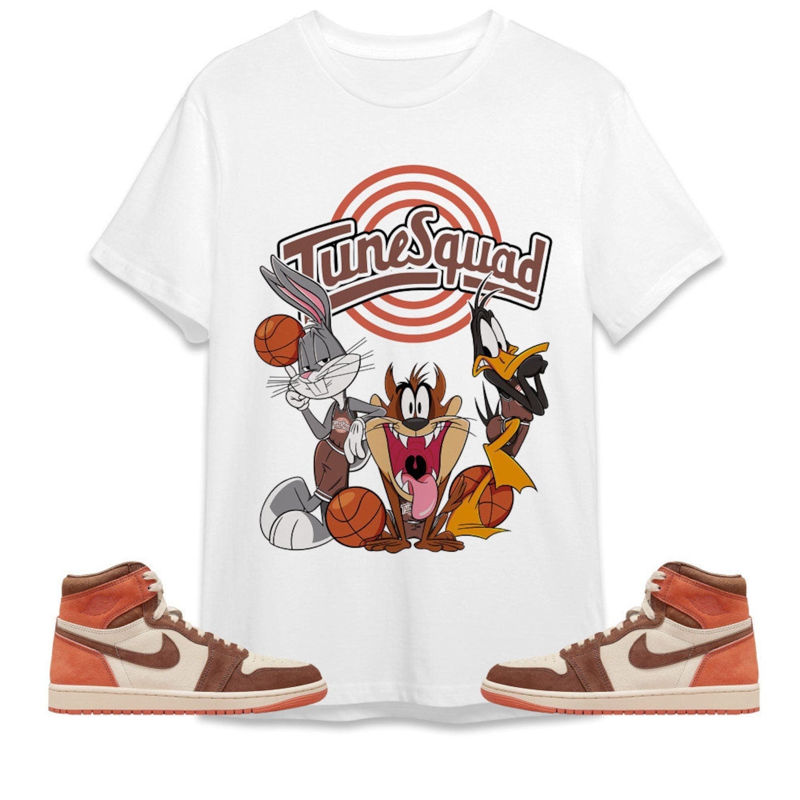 Tune Friends Unisex Tees Jordan 1 High OG Dusted Clay to match Sneaker, Outfit back to school graphic Tees T-Shirt, Sneaker Match Tee
