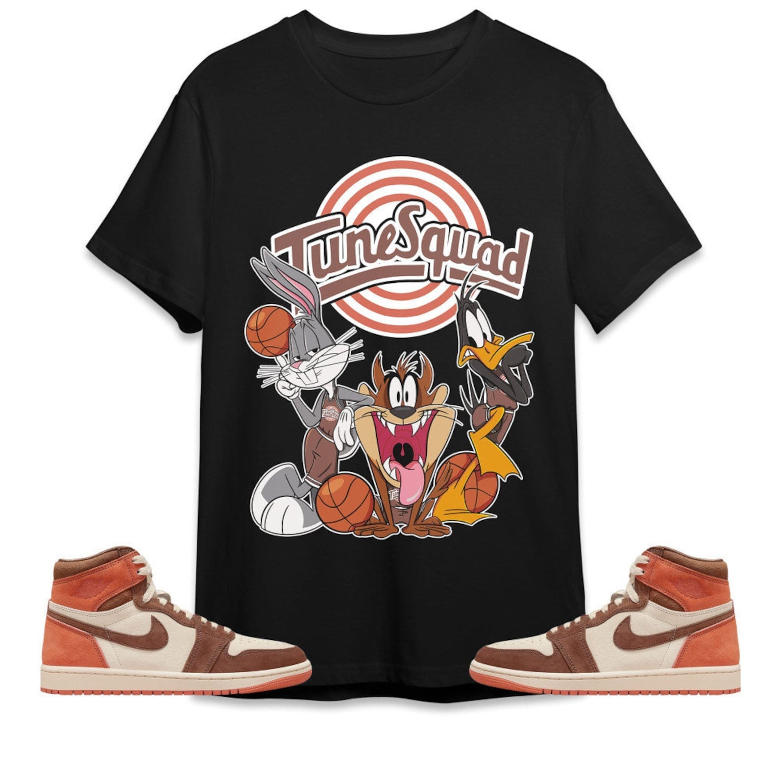 Tune Friends Unisex Tees Jordan 1 High OG Dusted Clay to match Sneaker, Outfit back to school graphic Tees T-Shirt, Sneaker Match Tee