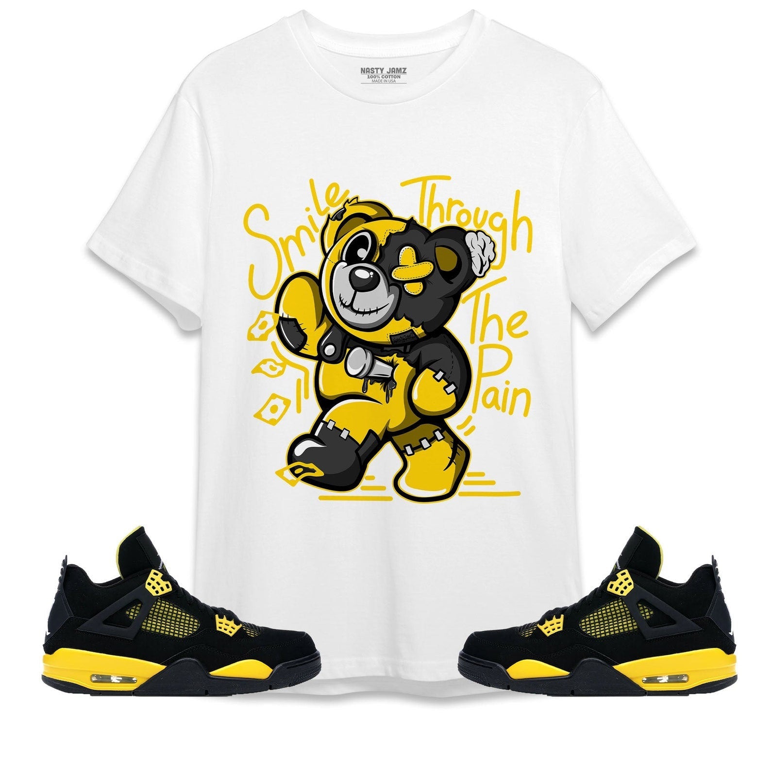 Smile Through The Pain BER Unisex Shirt Match Jordan 4 Thunder T-Shirt, Sneaker Match Tee