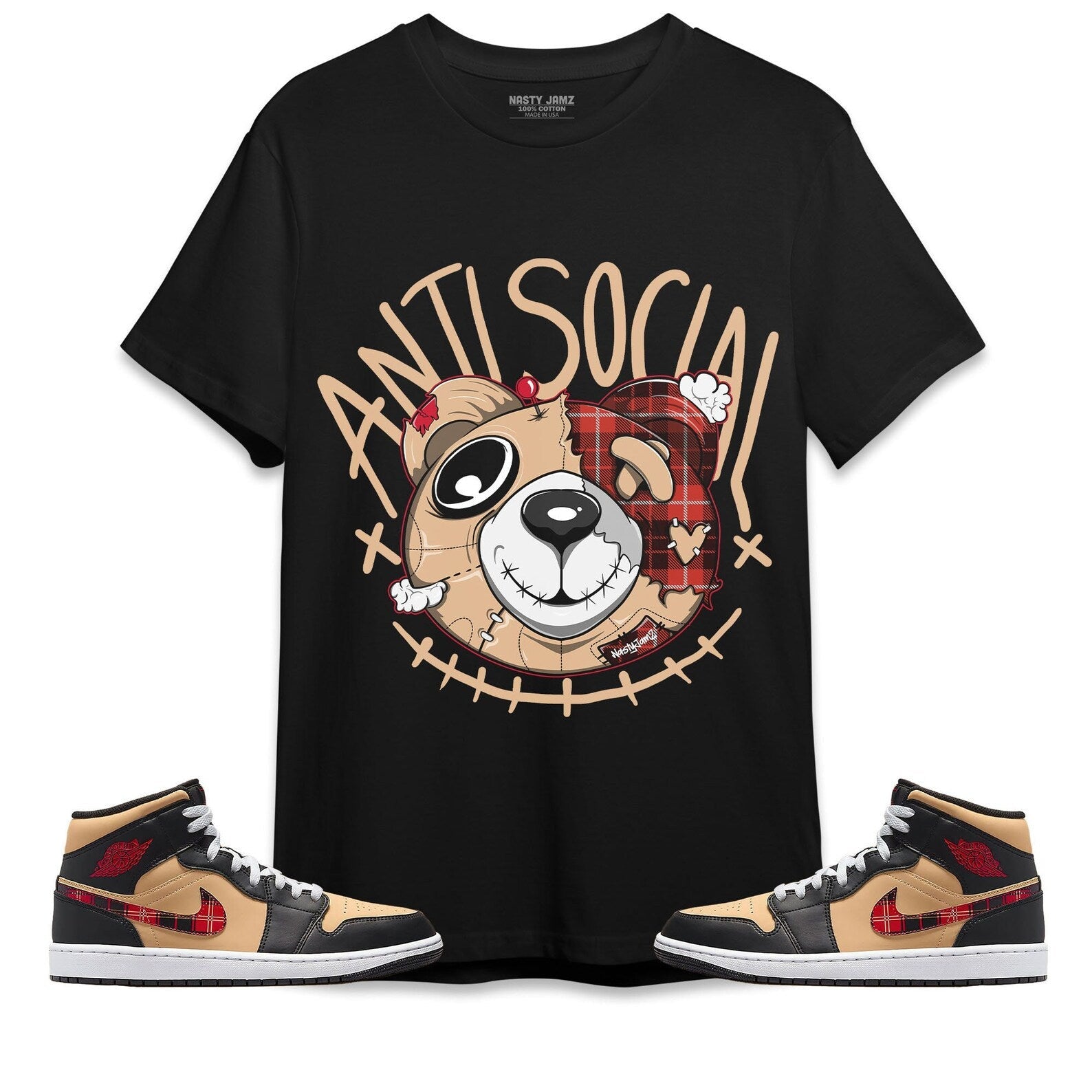 Atsc Head Ber Unisex Shirt Match Jordan 1 Mid Tartan T-Shirt, Sneaker Match Tee