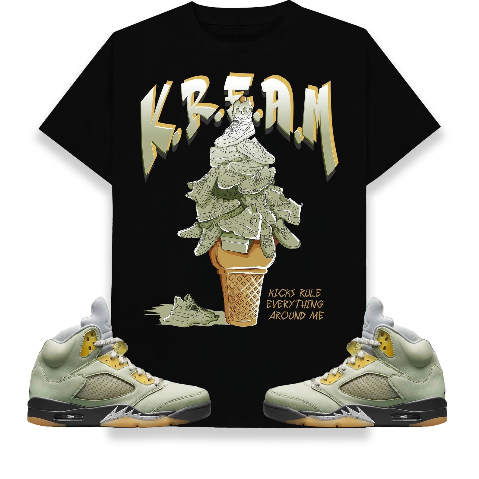 KREAM Unisex Shirt Match Jordan 5 Retro Jade Horizon T-Shirt, Sneaker Match Tee