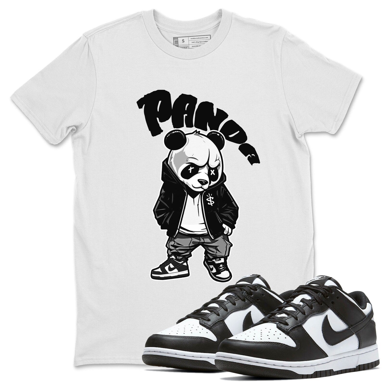 Bastard Panda Unisex Crew Neck T-Shirt - Sneaker Shirt To Match Dunks Panda Black White T-Shirt, Sneaker Match Tee
